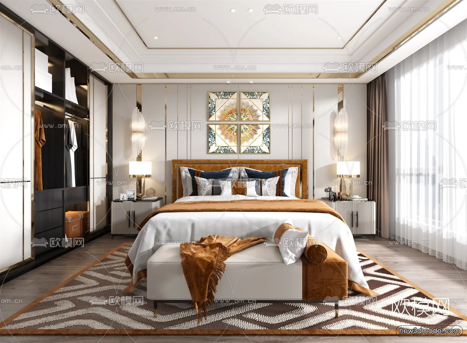Luxury Style Interior 3D Blocks – Bedroom 3D Model – 242 – VRAY