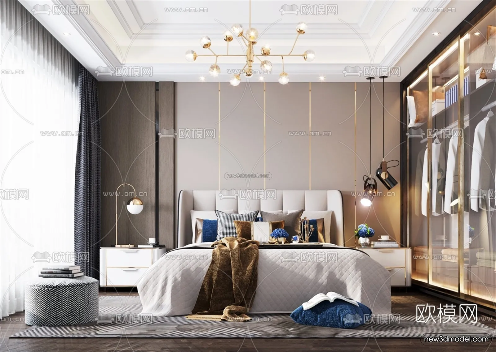 Luxury Style Interior 3D Blocks – Bedroom 3D Model – 249 – VRAY