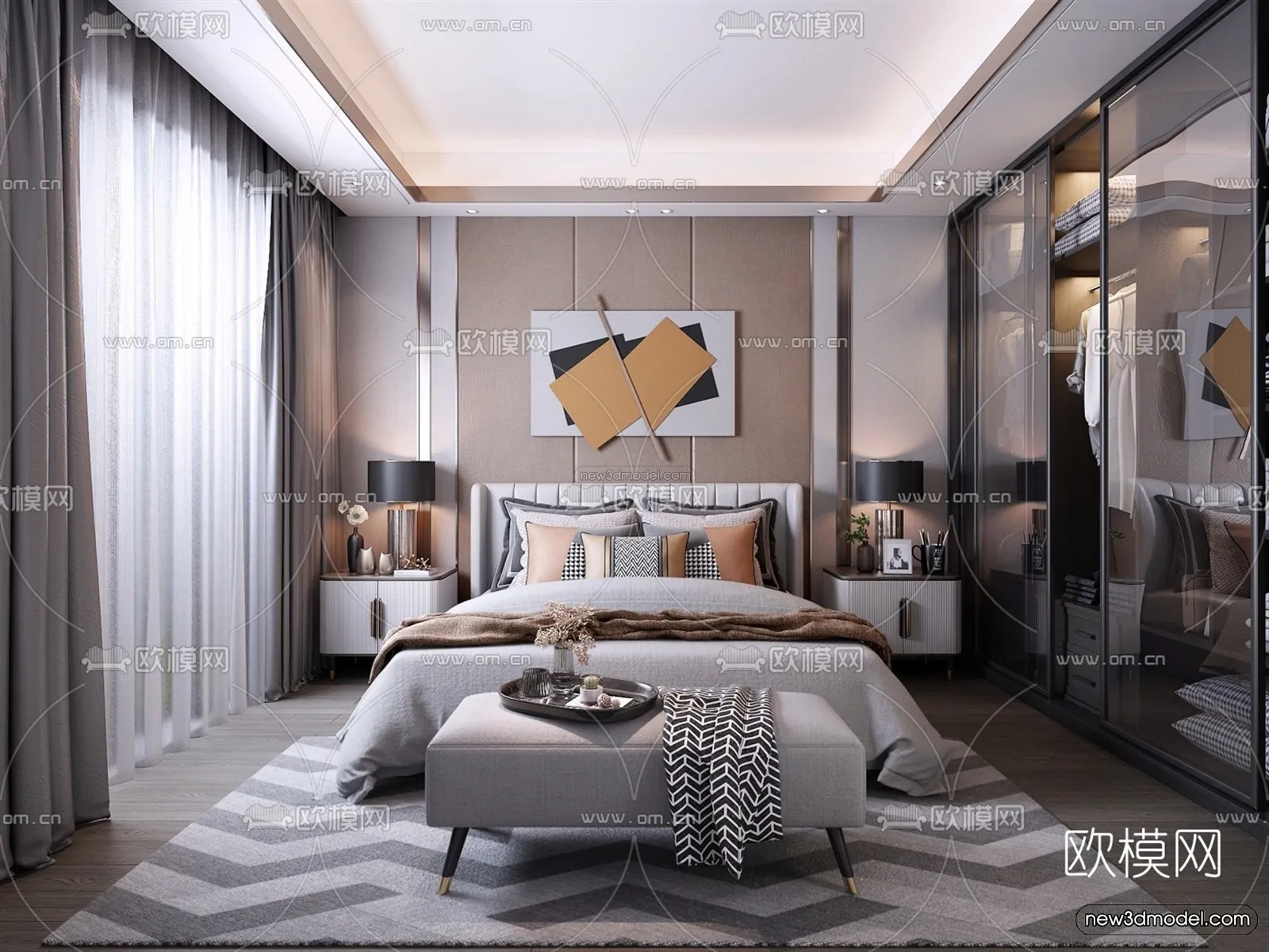 Luxury Style Interior 3D Blocks – Bedroom 3D Model – 250 – VRAY
