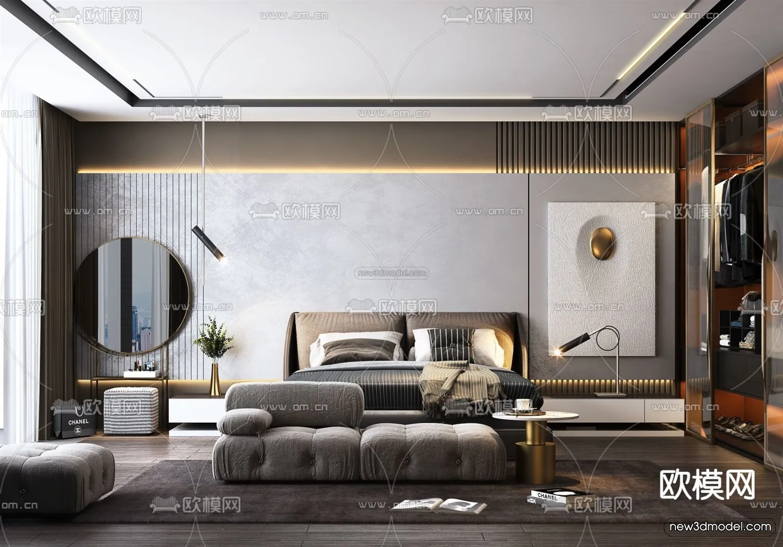 Luxury Style Interior 3D Blocks – Bedroom 3D Model – 252 – VRAY