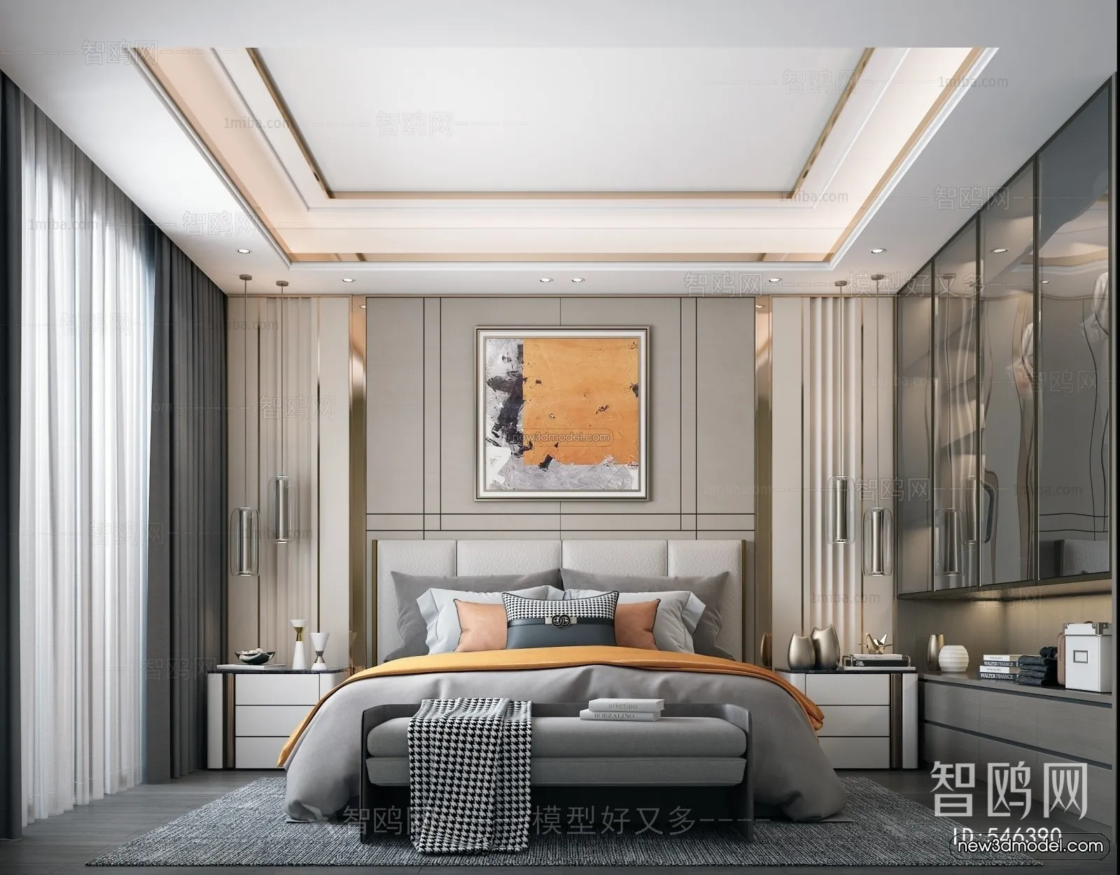 Luxury Style Interior 3D Blocks – Bedroom 3D Model – 260 – VRAY