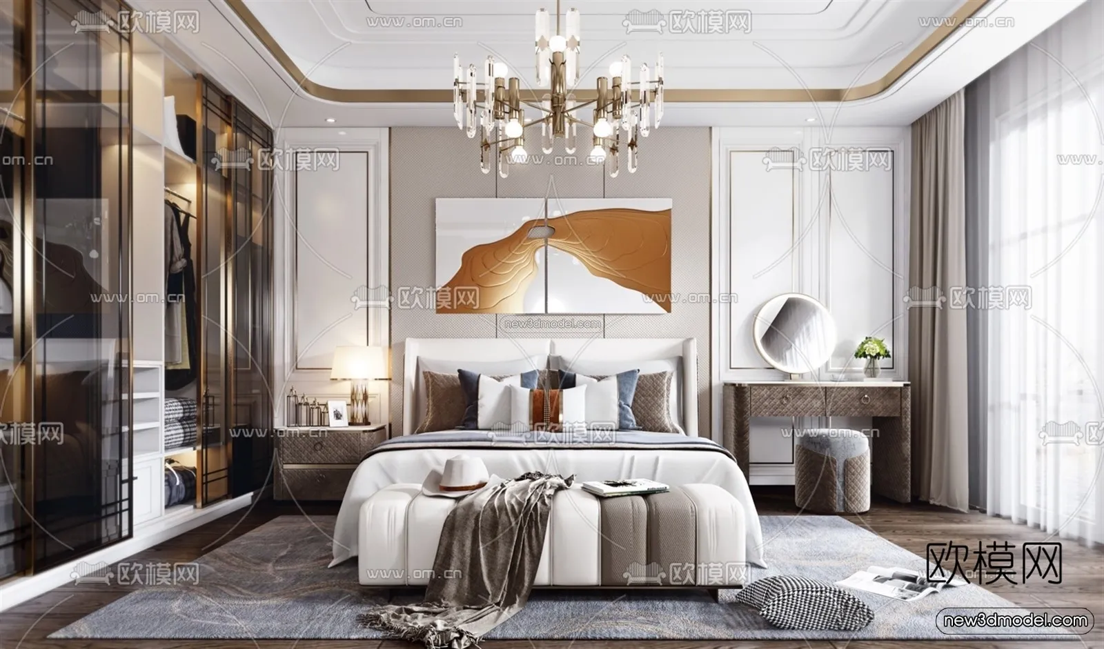 Luxury Style Interior 3D Blocks – Bedroom 3D Model – 263 – VRAY