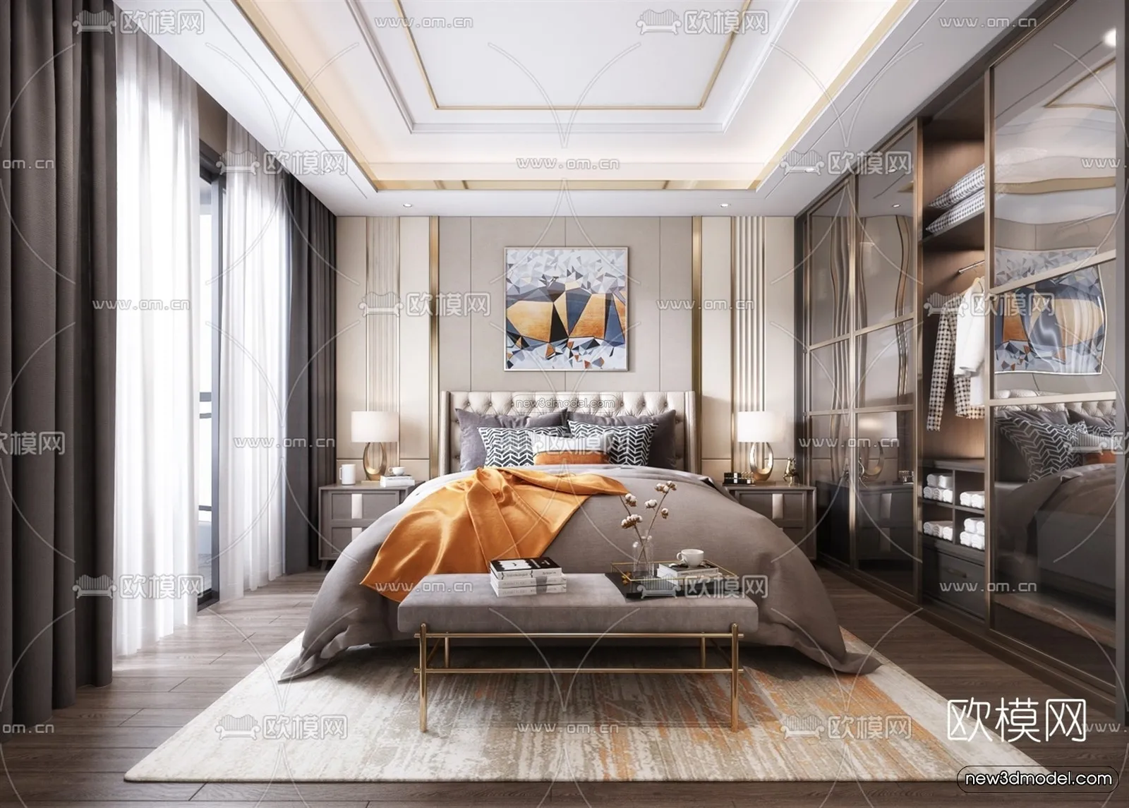 Luxury Style Interior 3D Blocks – Bedroom 3D Model – 267 – VRAY
