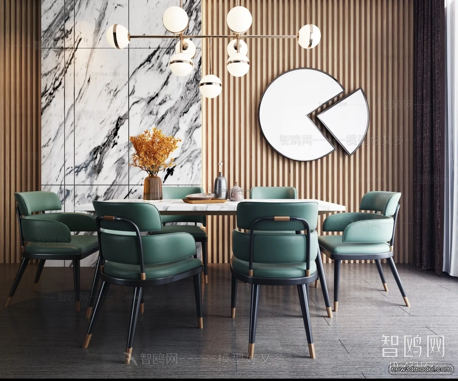Luxury Style Interior 3D Blocks – Dining Room 3D Model – 155 – VRAY
