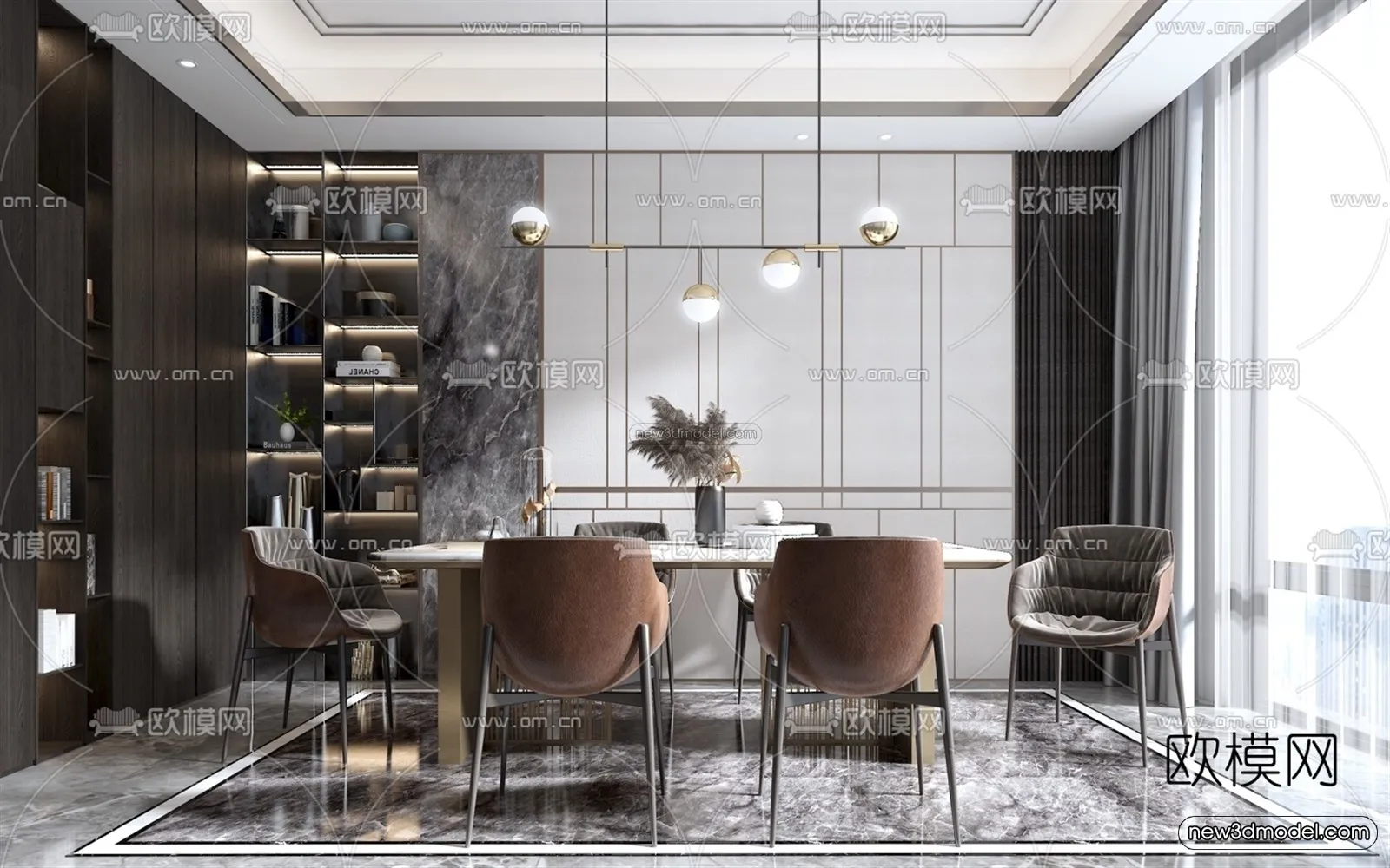 Luxury Style Interior 3D Blocks – Dining Room 3D Model – 169 – VRAY