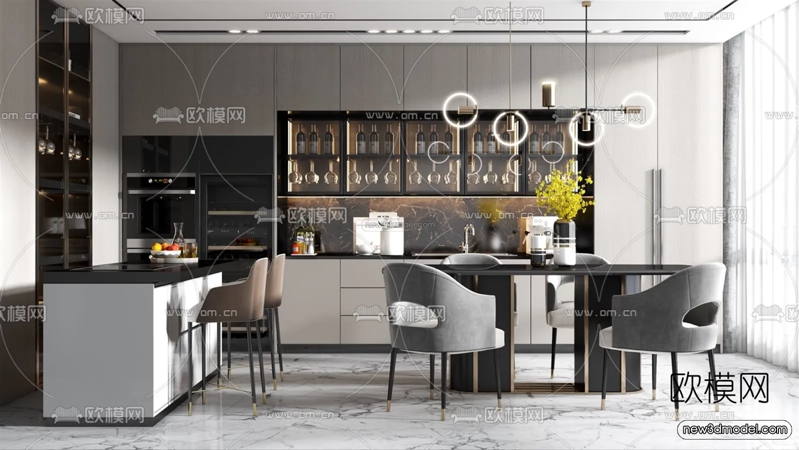 Luxury Style Interior 3D Blocks – Dining Room 3D Model – 171 – VRAY