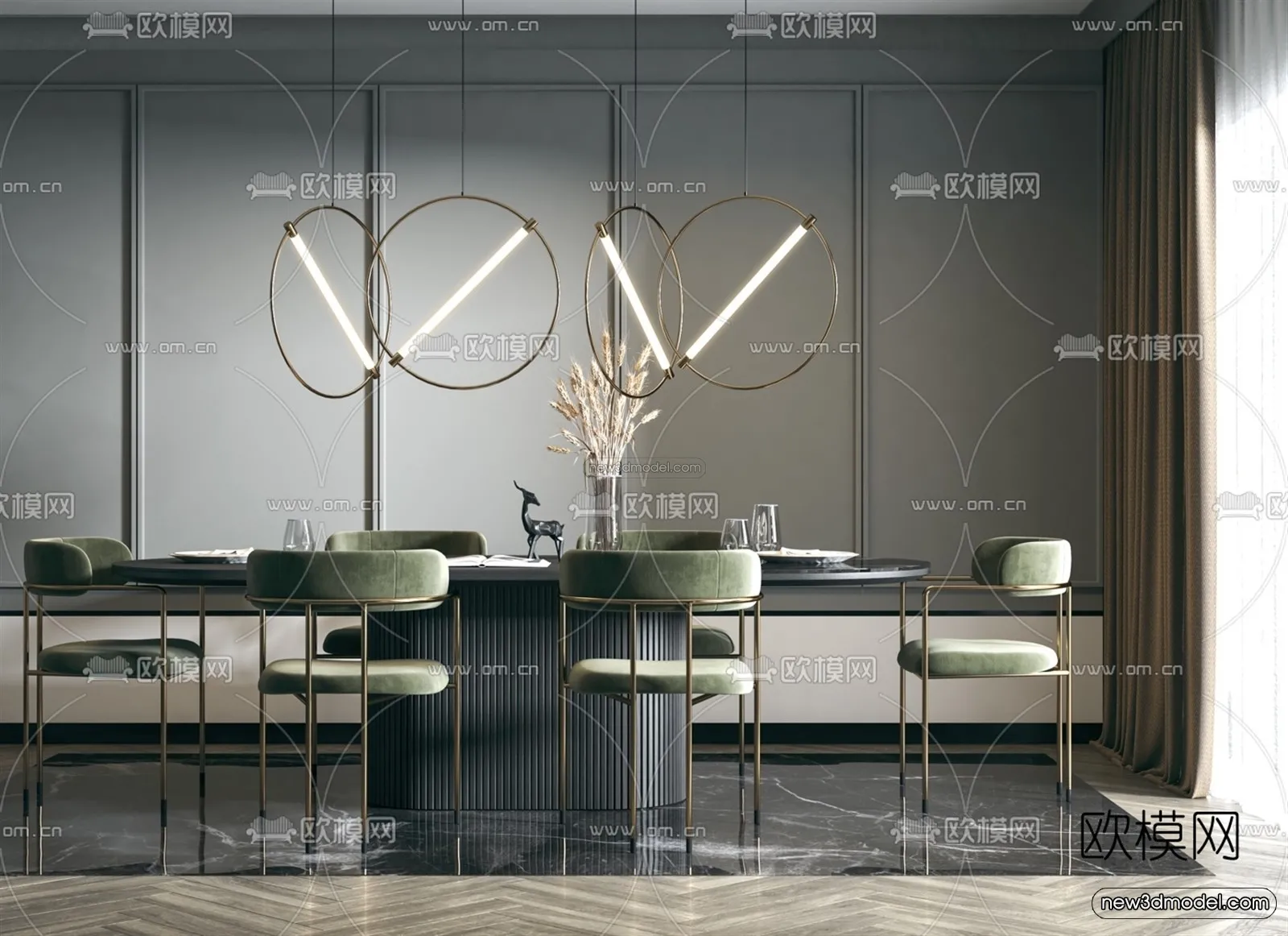 Luxury Style Interior 3D Blocks – Dining Room 3D Model – 184 – VRAY