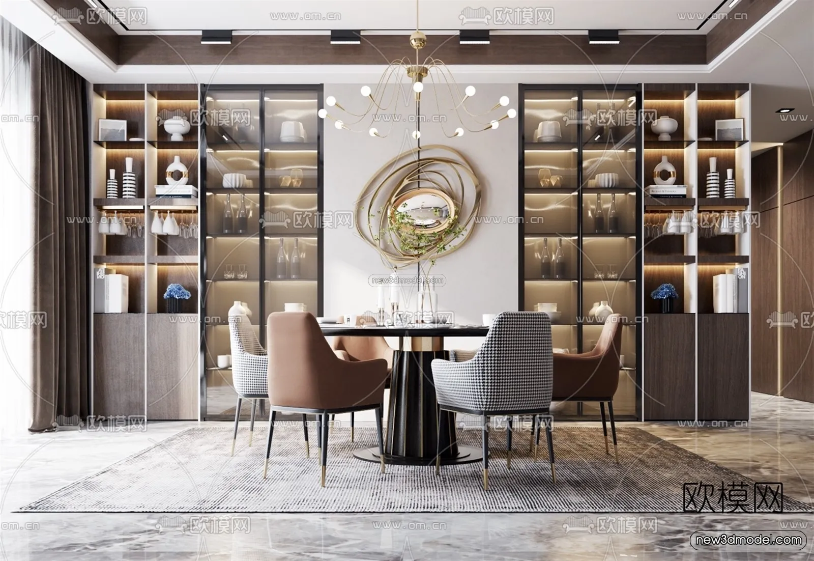 Luxury Style Interior 3D Blocks – Dining Room 3D Model – 187 – VRAY