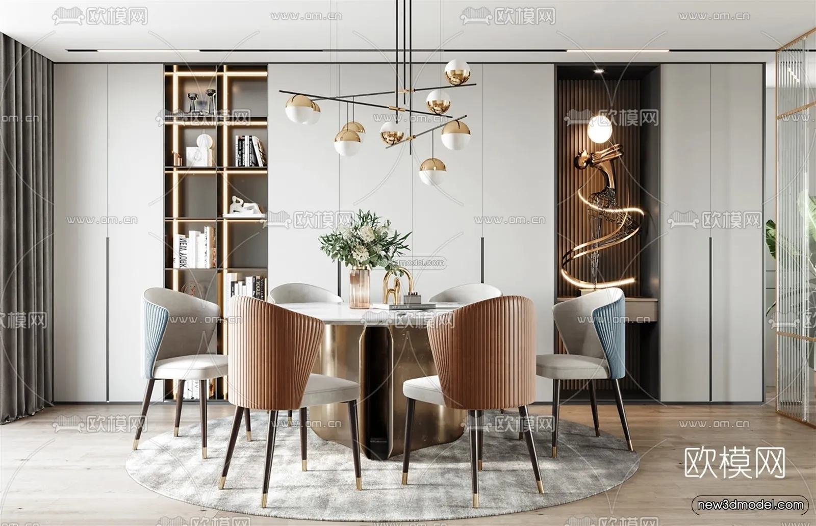 Luxury Style Interior 3D Blocks – Dining Room 3D Model – 190 – VRAY Luxury Style Interior 3D Blocks – Dining Room 3D Model – 190 – VRAY