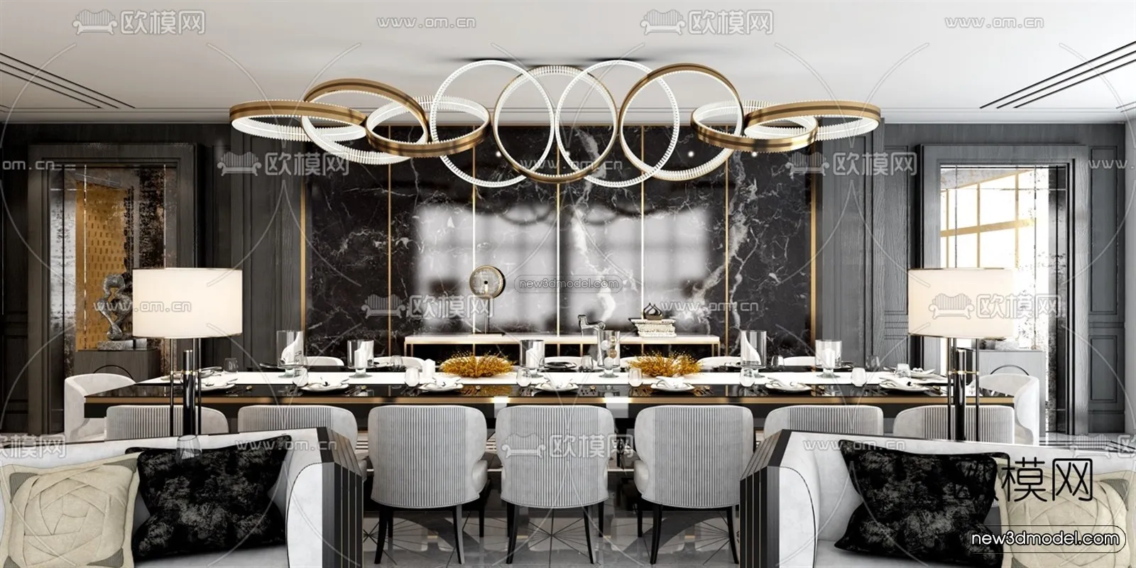 Luxury Style Interior 3D Blocks – Dining Room 3D Model – 194 – VRAY Luxury Style Interior 3D Blocks – Dining Room 3D Model – 194 – VRAY