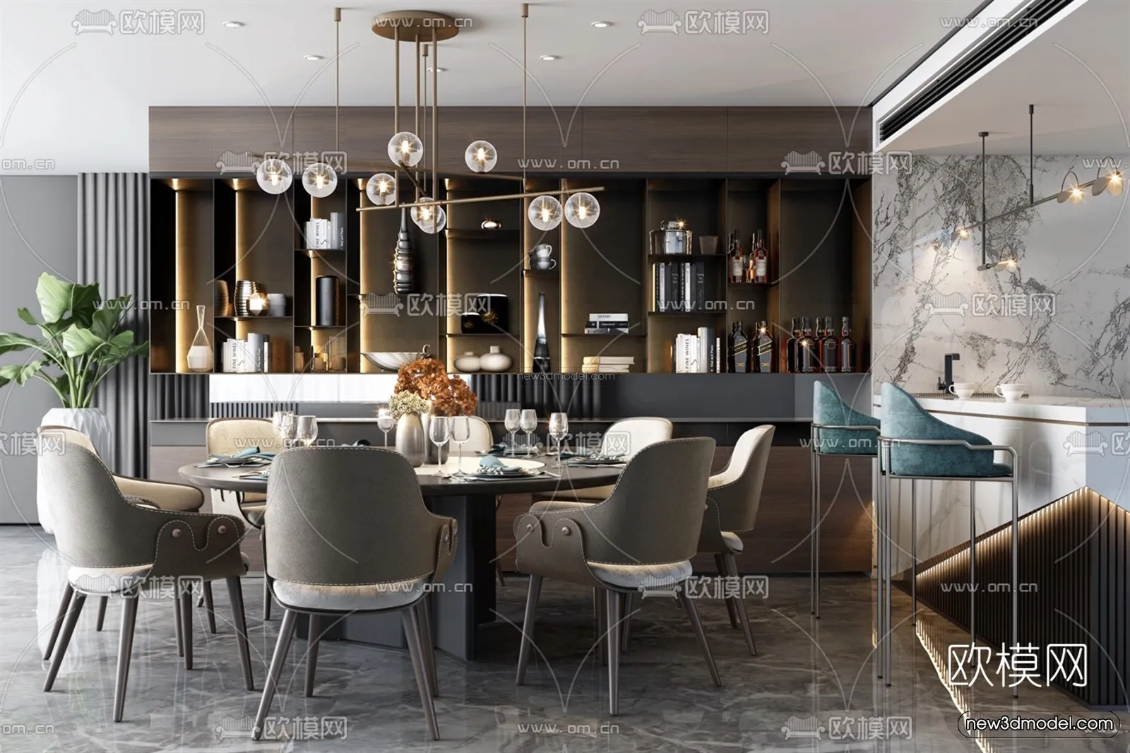 Luxury Style Interior 3D Blocks – Dining Room 3D Model – 196 – VRAY Luxury Style Interior 3D Blocks – Dining Room 3D Model – 196 – VRAY
