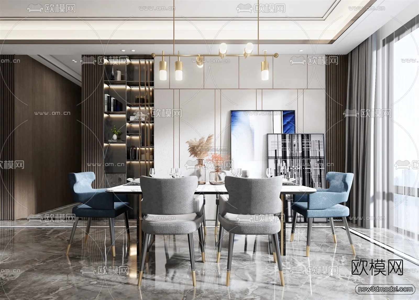 Luxury Style Interior 3D Blocks – Dining Room 3D Model – 198 – VRAY Luxury Style Interior 3D Blocks – Dining Room 3D Model – 198 – VRAY