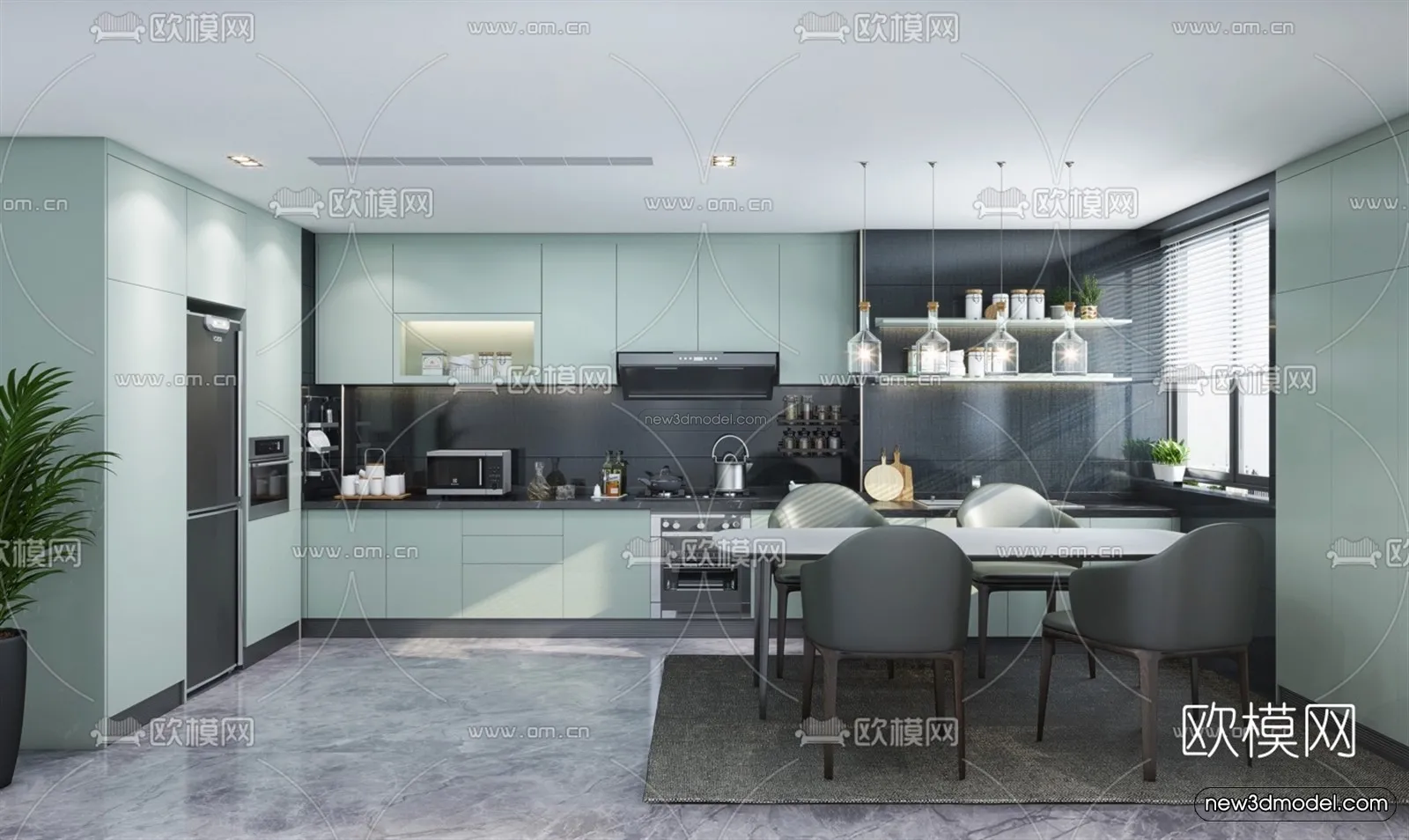 Luxury Style Interior 3D Blocks – Kitchen 3D Model – 271 – VRAY