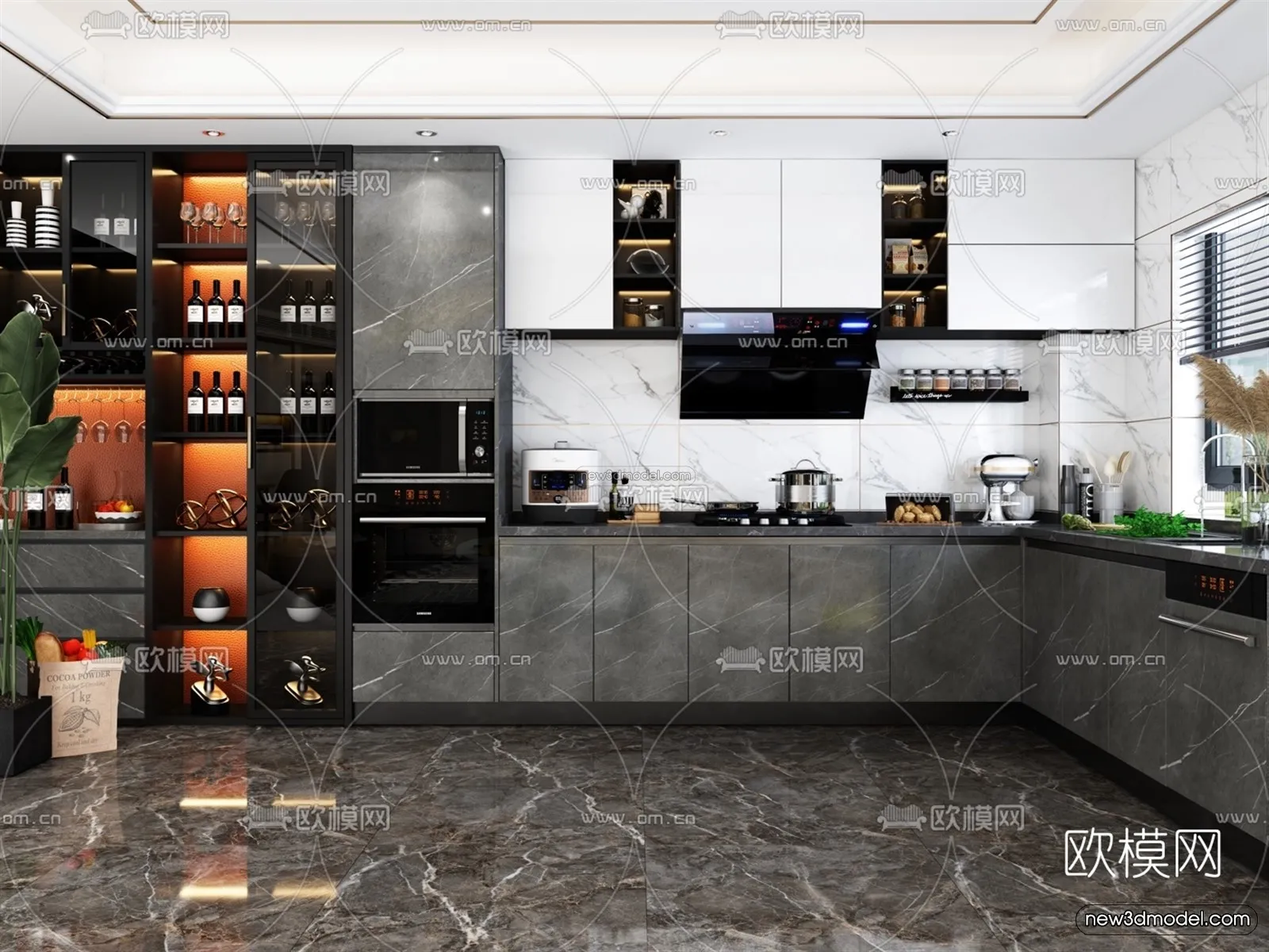 Luxury Style Interior 3D Blocks – Kitchen 3D Model – 272 – VRAY