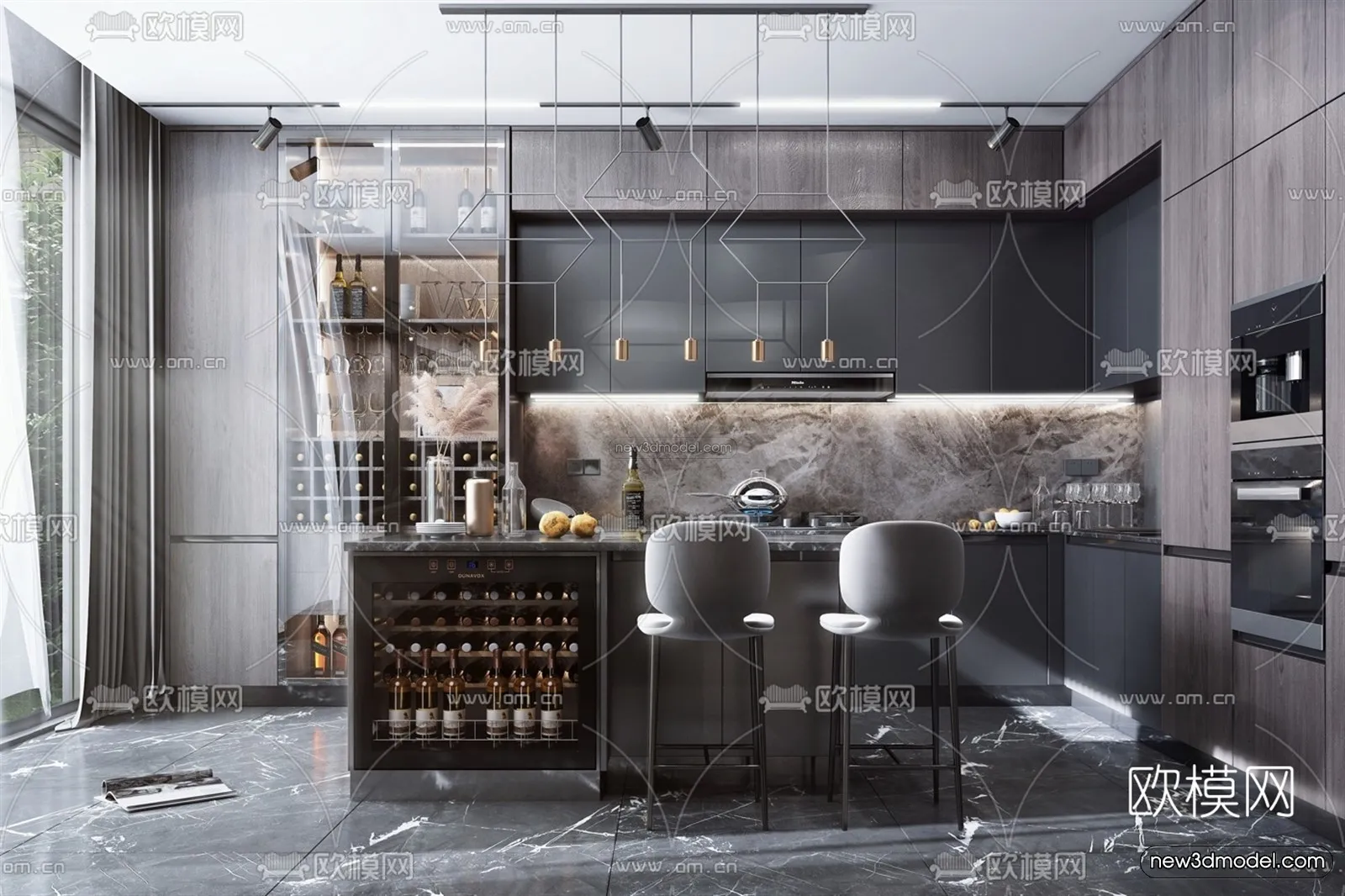 Luxury Style Interior 3D Blocks – Kitchen 3D Model – 273 – VRAY