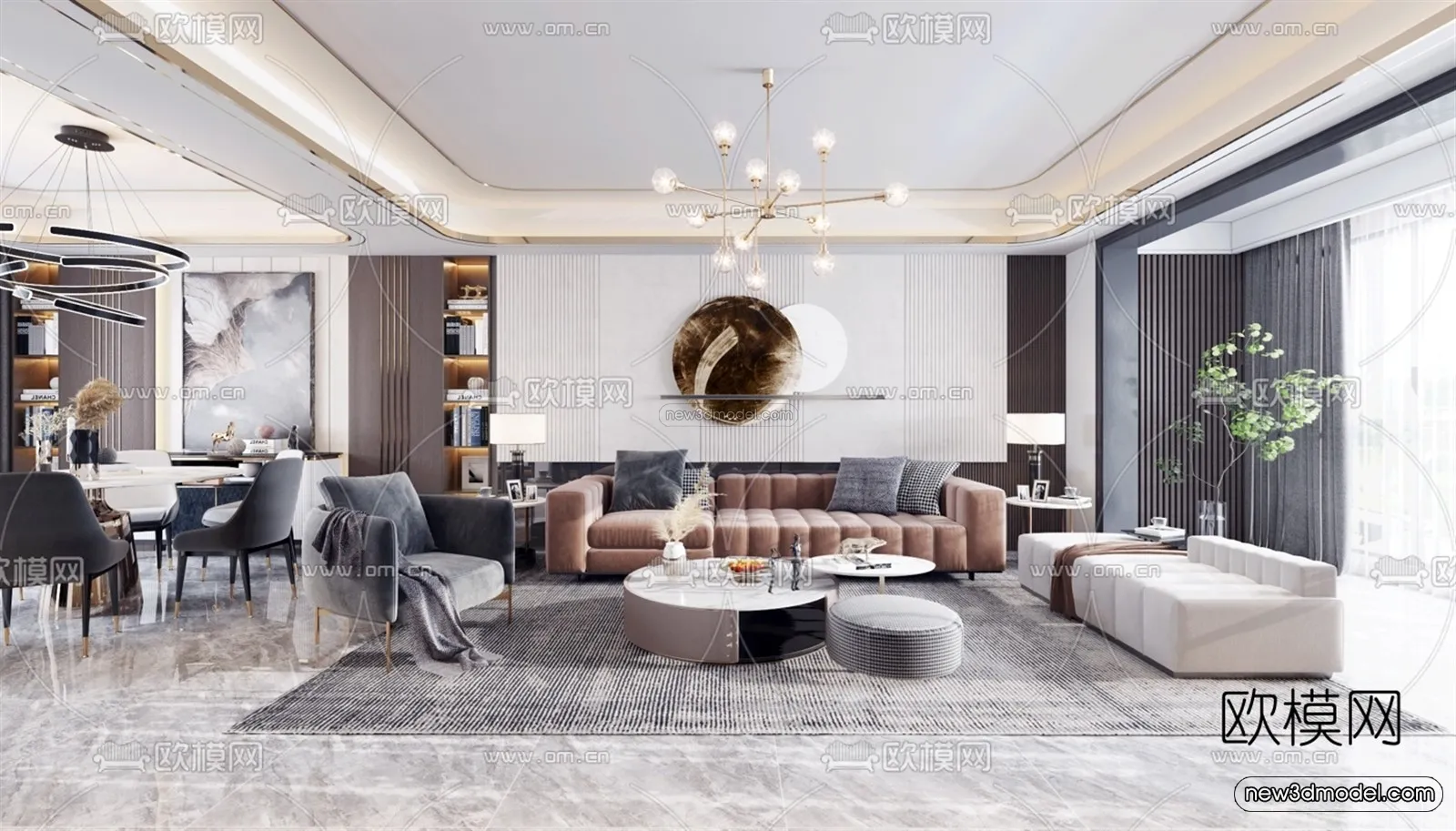 Luxury Style Interior 3D Blocks – Living Room 3D Model – 002 – VRAY