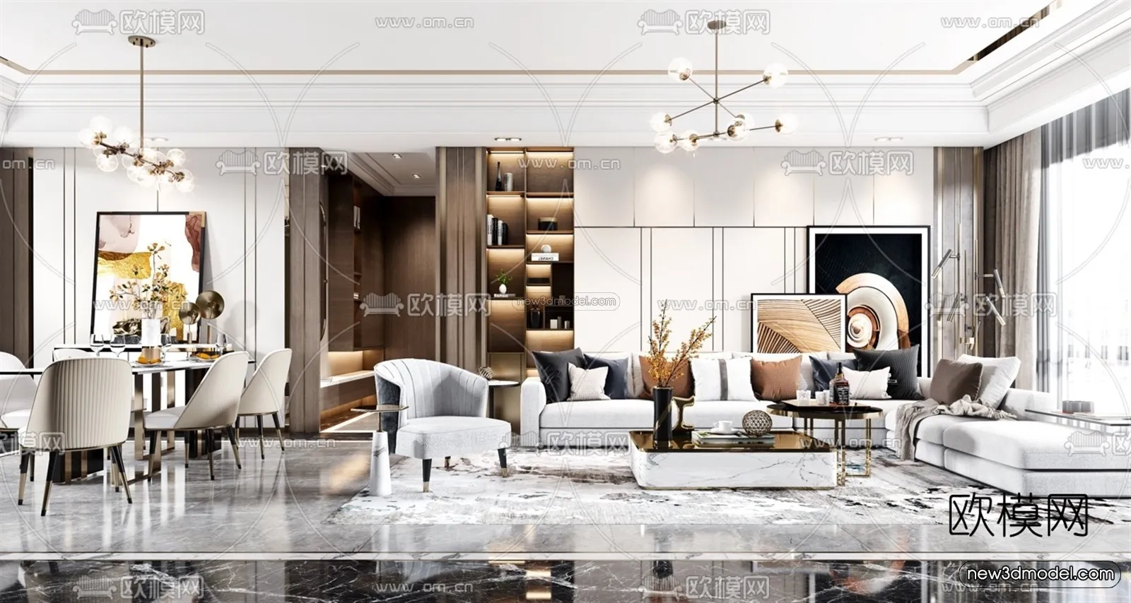 Luxury Style Interior 3D Blocks – Living Room 3D Model – 003 – VRAY