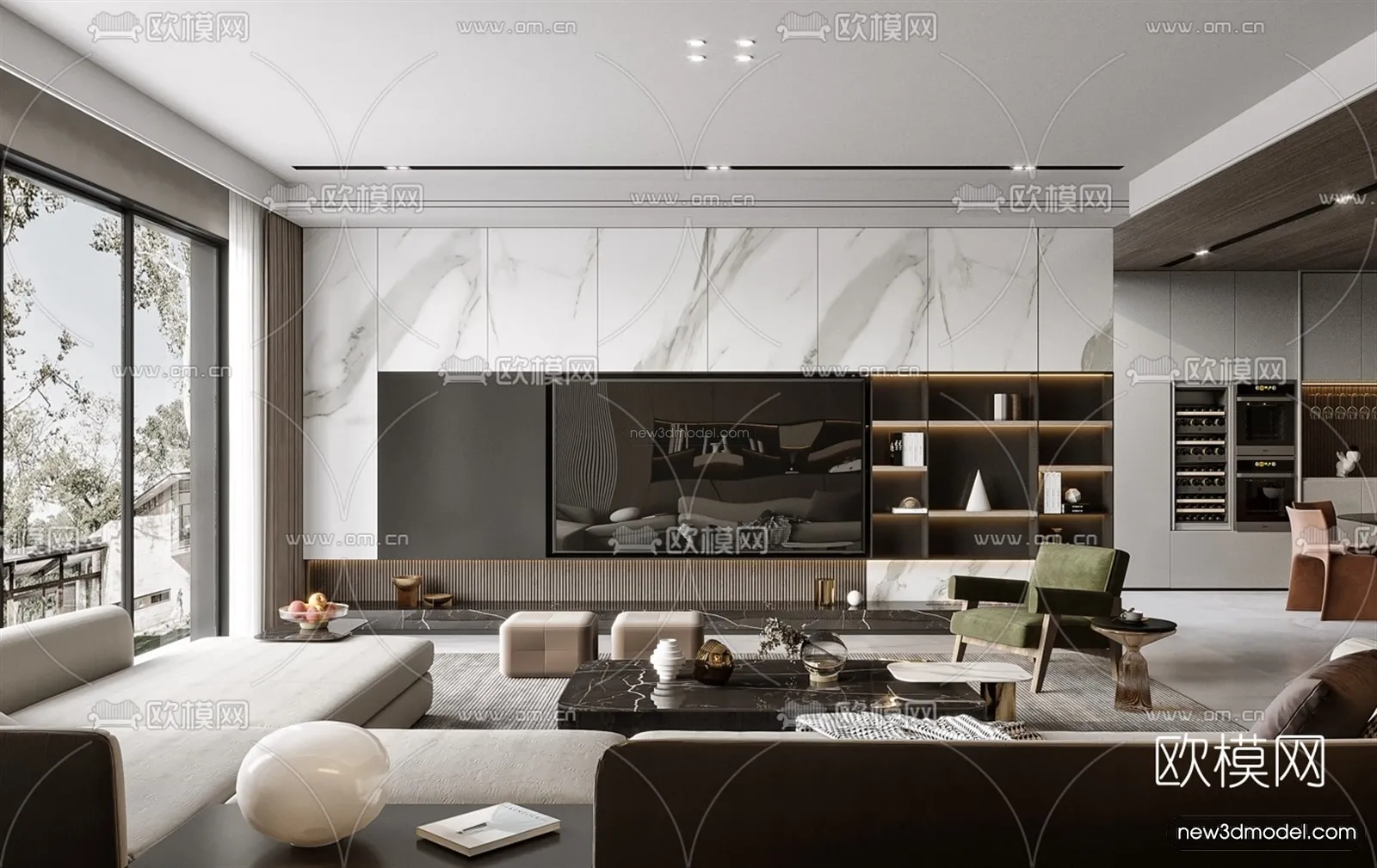 Luxury Style Interior 3D Blocks – Living Room 3D Model – 006 – VRAY