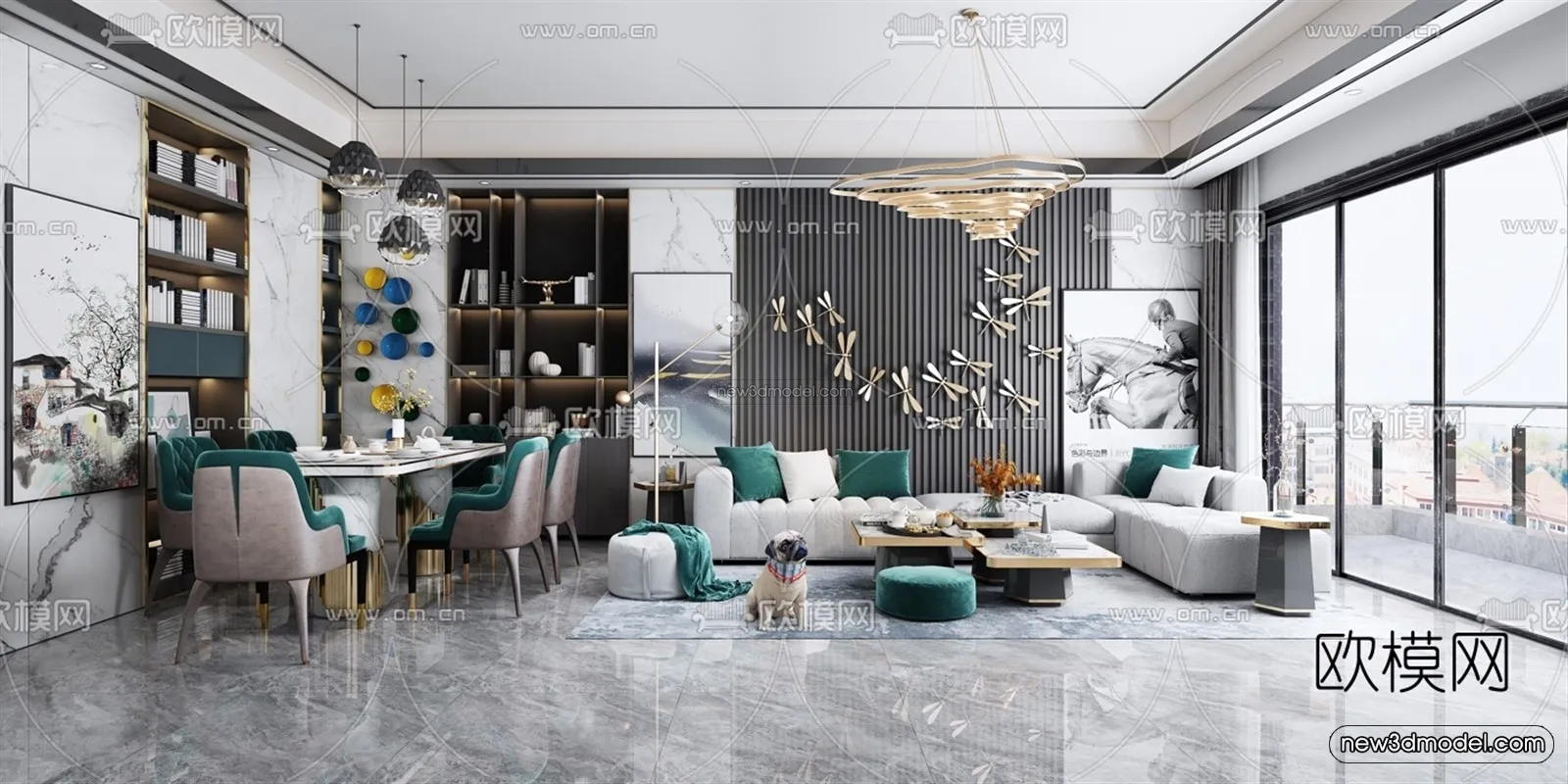 Luxury Style Interior 3D Blocks – Living Room 3D Model – 008 – VRAY