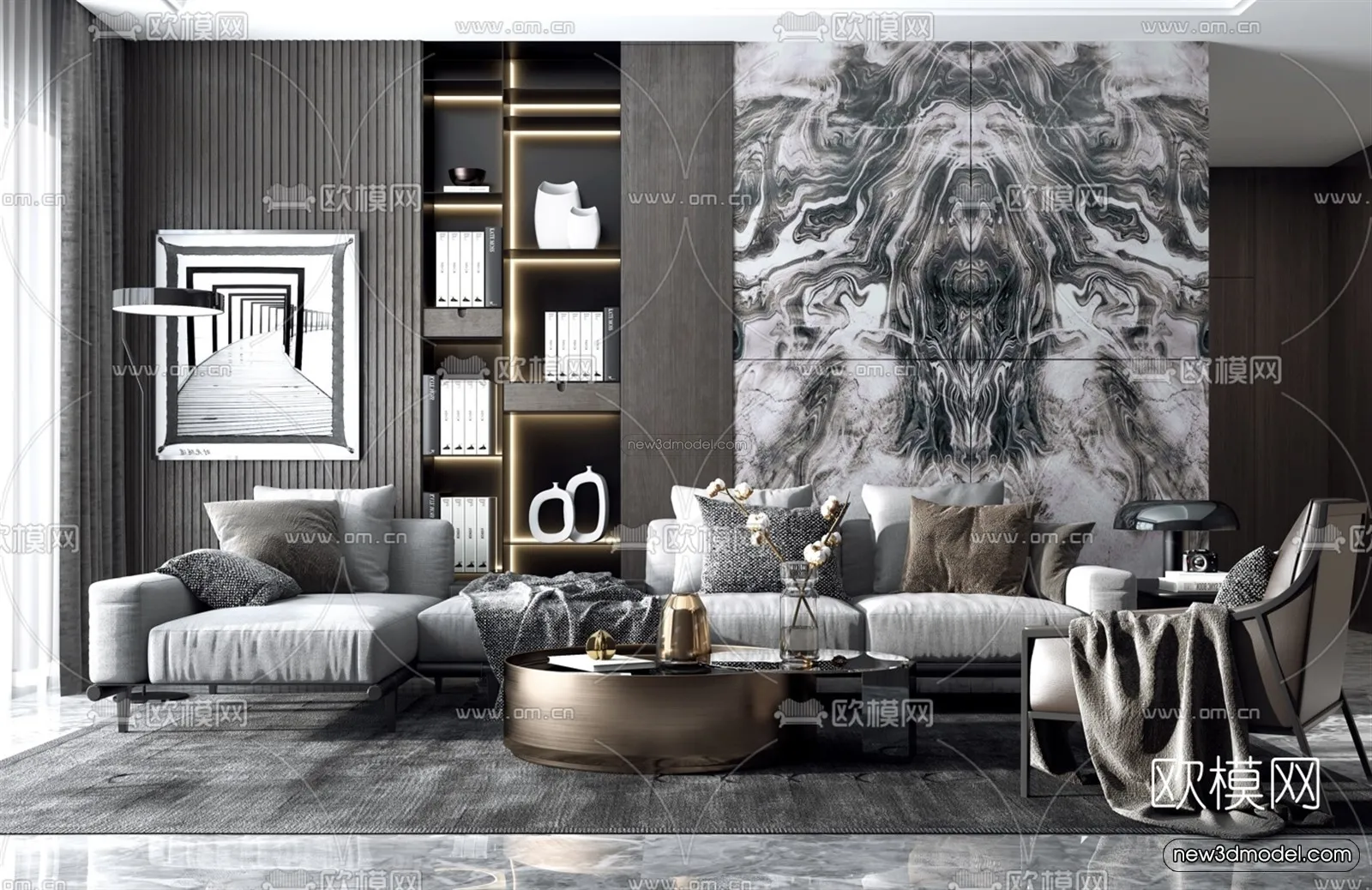 Luxury Style Interior 3D Blocks – Living Room 3D Model – 011 – VRAY