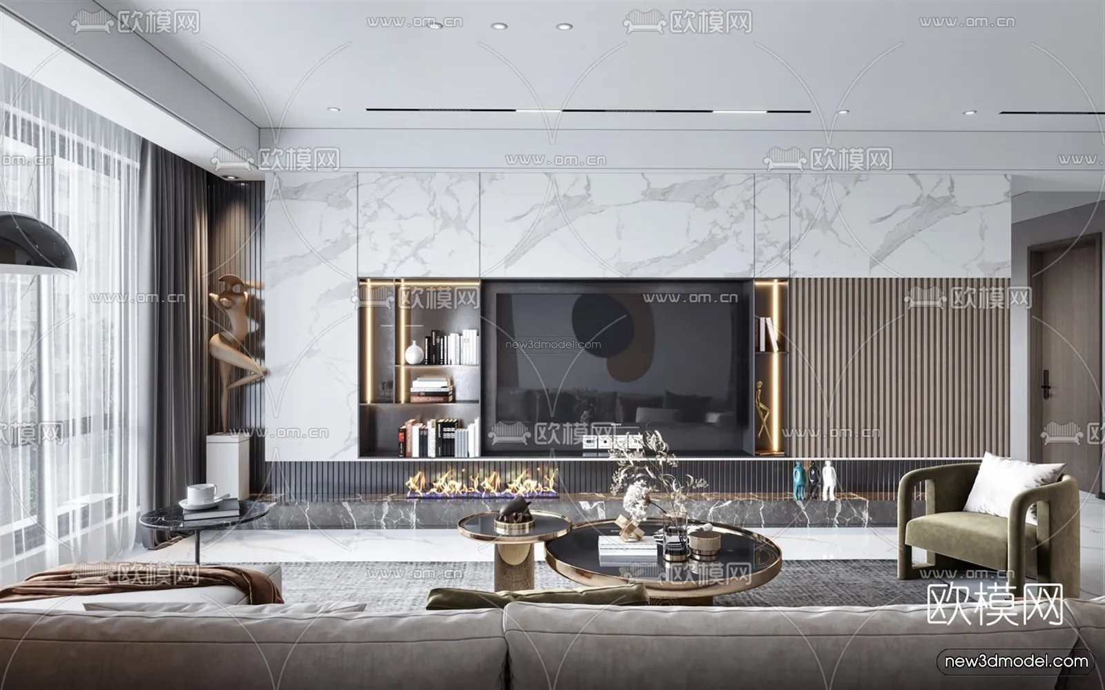 Luxury Style Interior 3D Blocks – Living Room 3D Model – 019 – VRAY