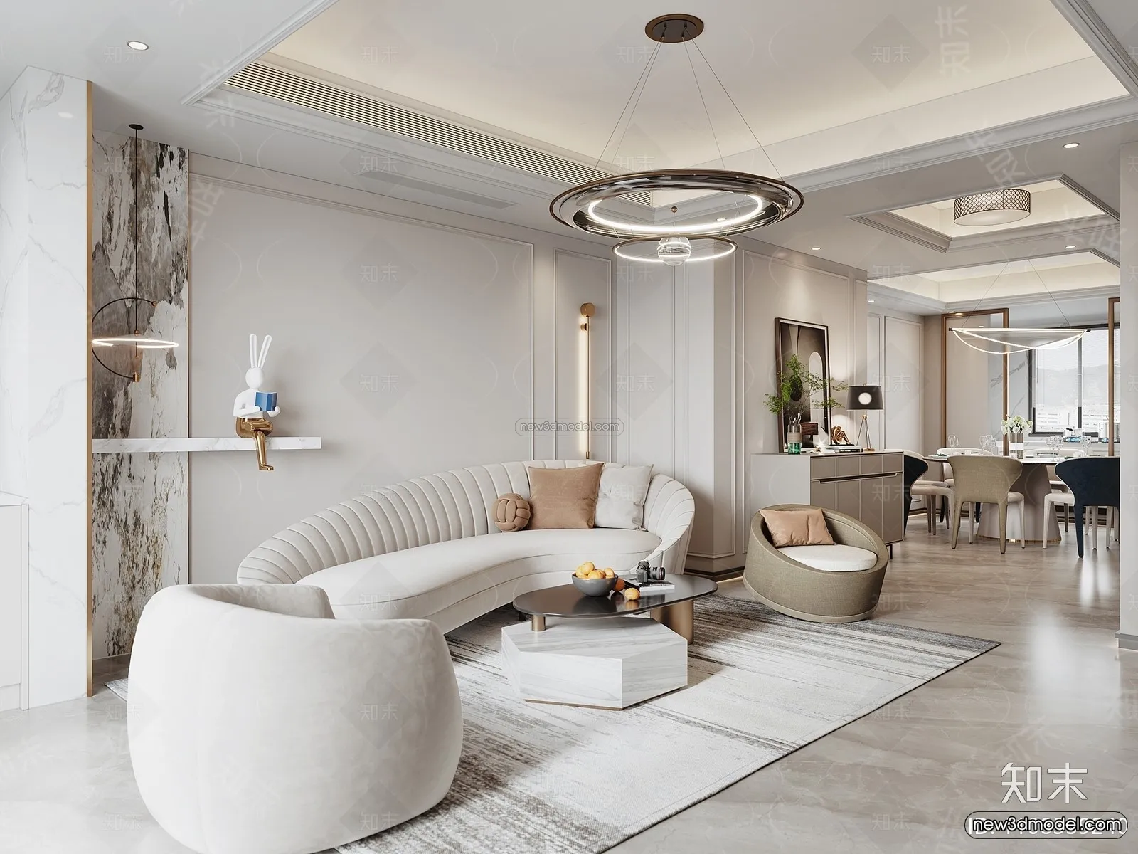 Luxury Style Interior 3D Blocks – Living Room 3D Model – 025 – VRAY