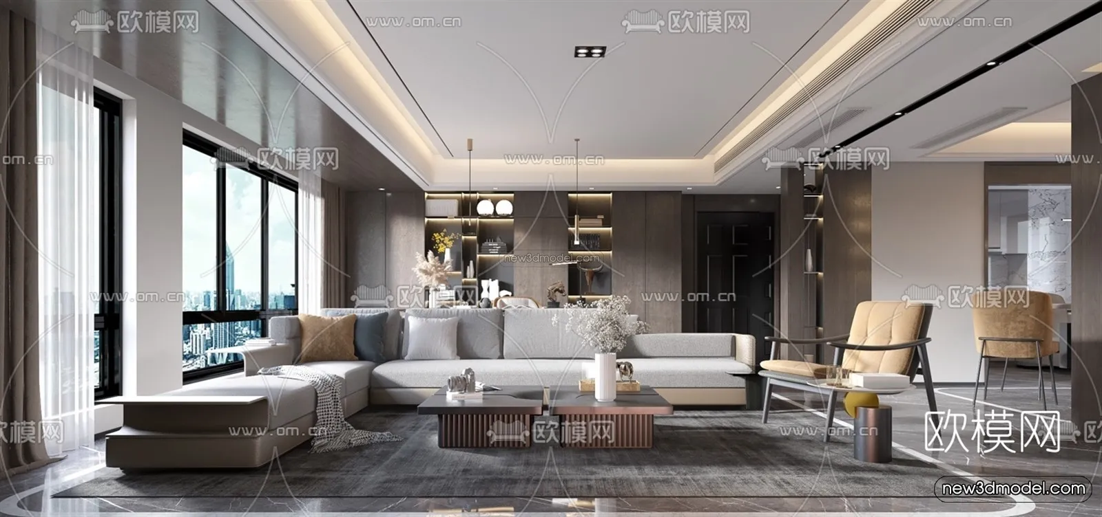 Luxury Style Interior 3D Blocks – Living Room 3D Model – 029 – VRAY
