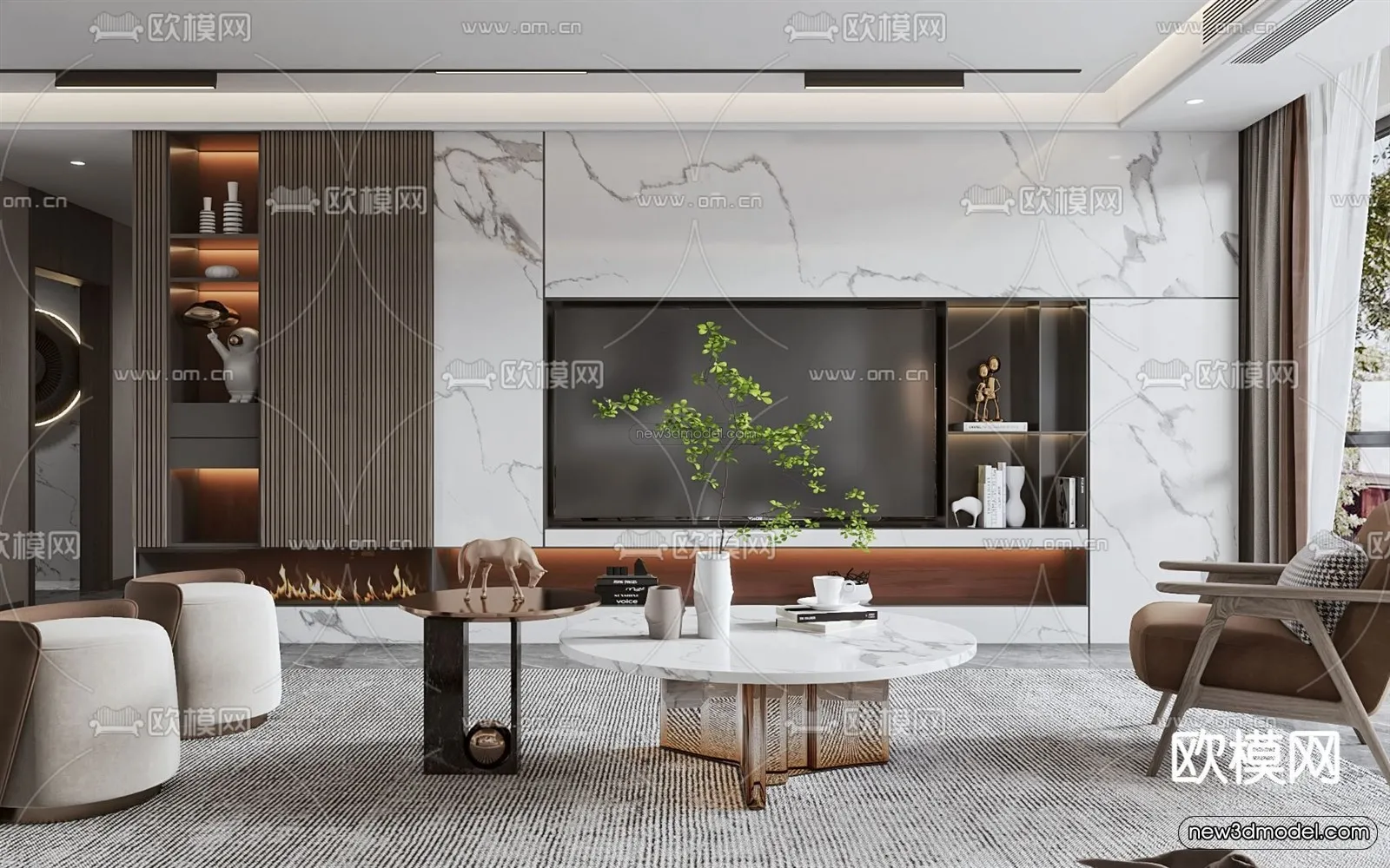 Luxury Style Interior 3D Blocks – Living Room 3D Model – 031 – VRAY