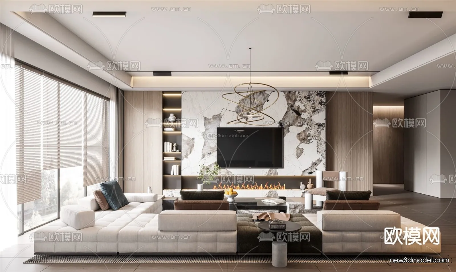 Luxury Style Interior 3D Blocks – Living Room 3D Model – 035 – VRAY