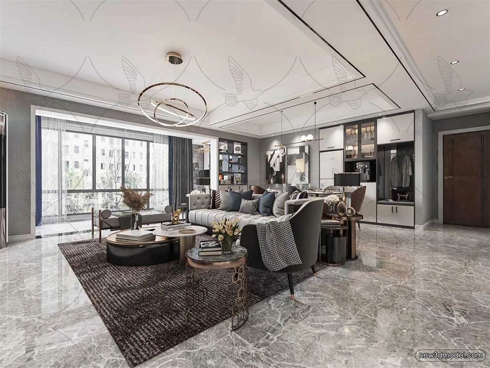 Luxury Style Interior 3D Blocks – Living Room 3D Model – 038 – VRAY