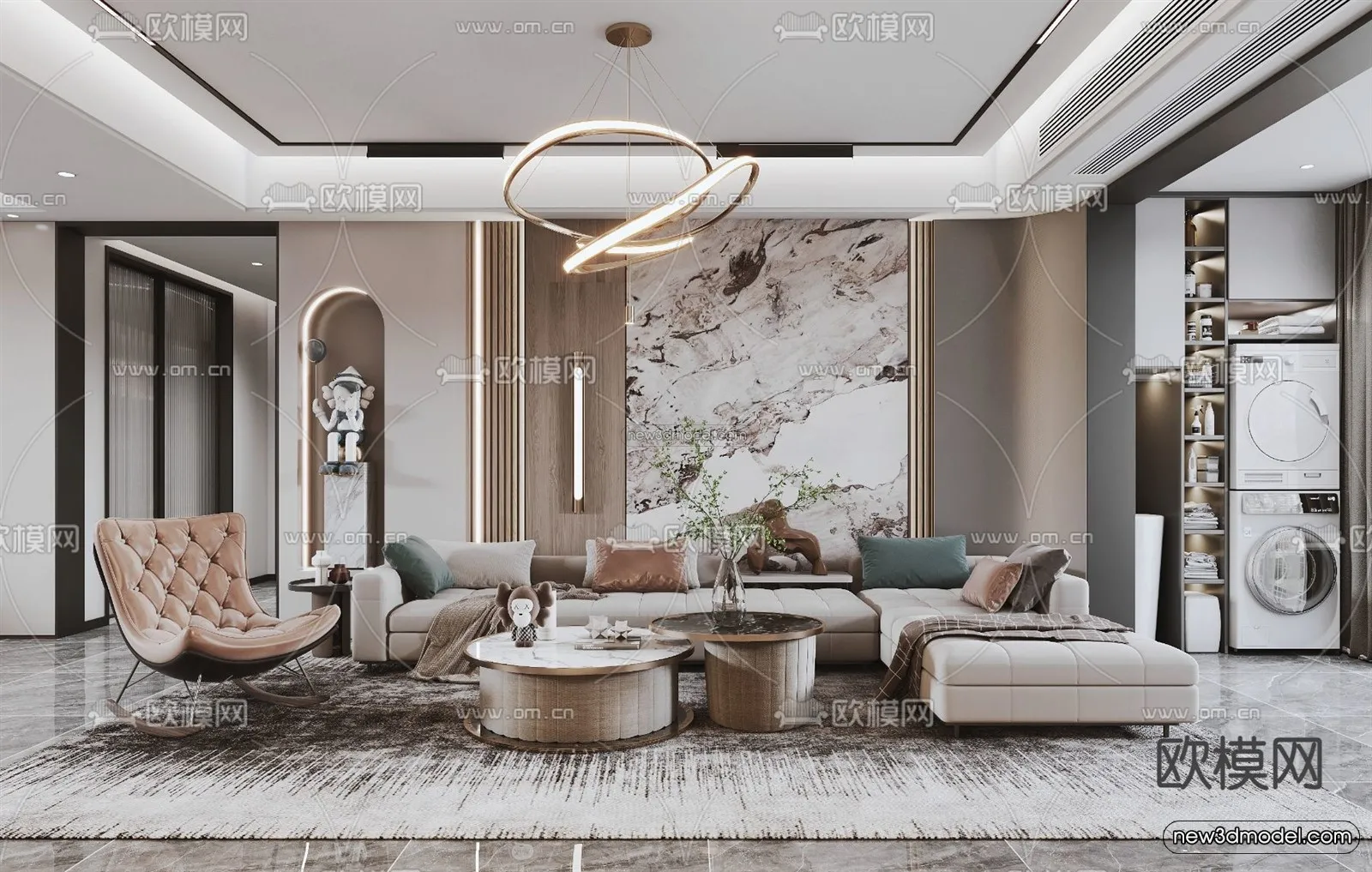 Luxury Style Interior 3D Blocks – Living Room 3D Model – 040 – VRAY