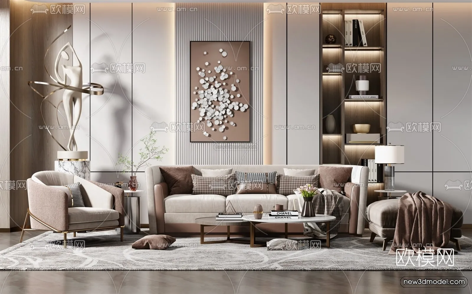 Luxury Style Interior 3D Blocks – Living Room 3D Model – 042 – VRAY