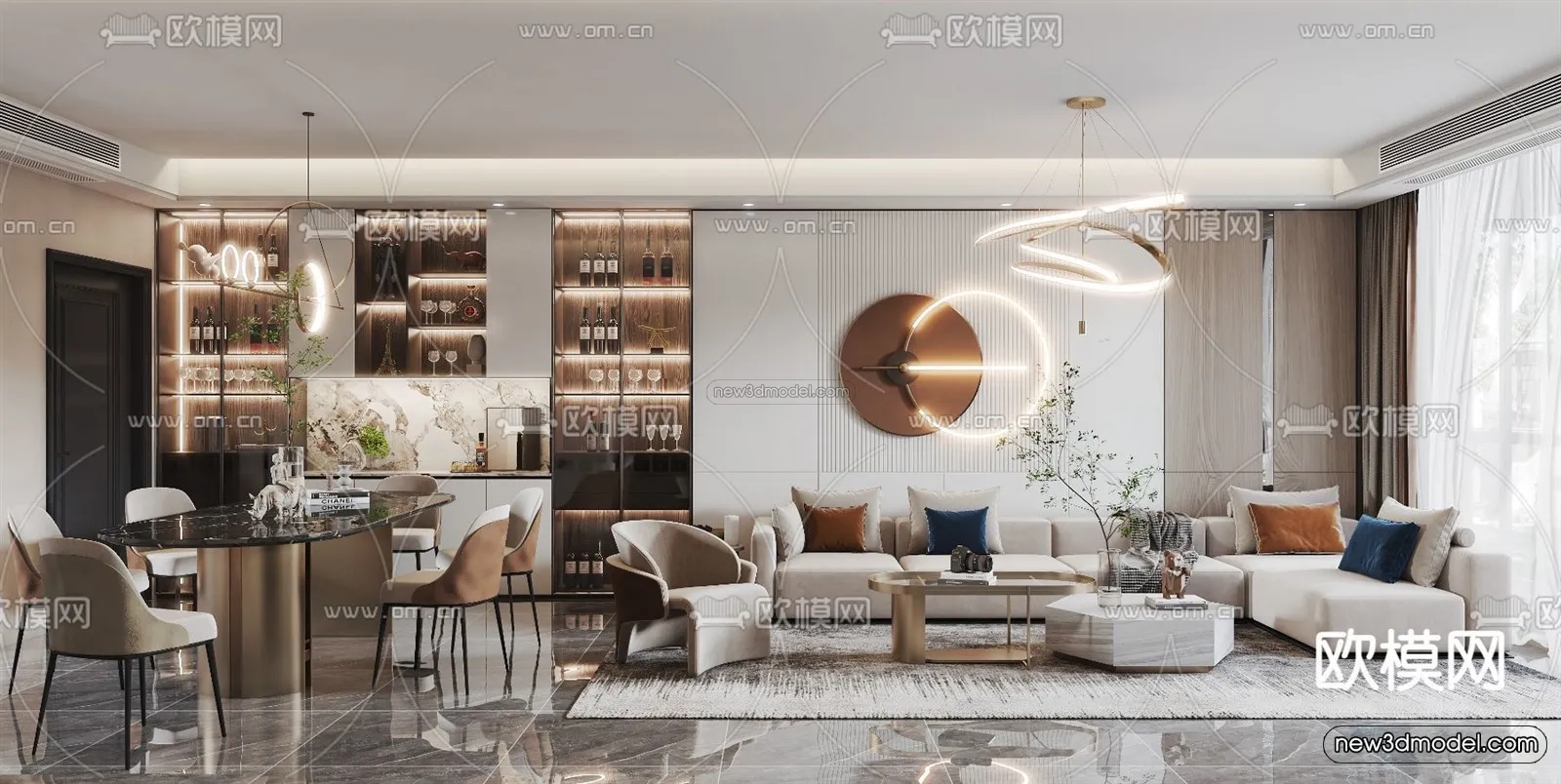 Luxury Style Interior 3D Blocks – Living Room 3D Model – 046 – VRAY