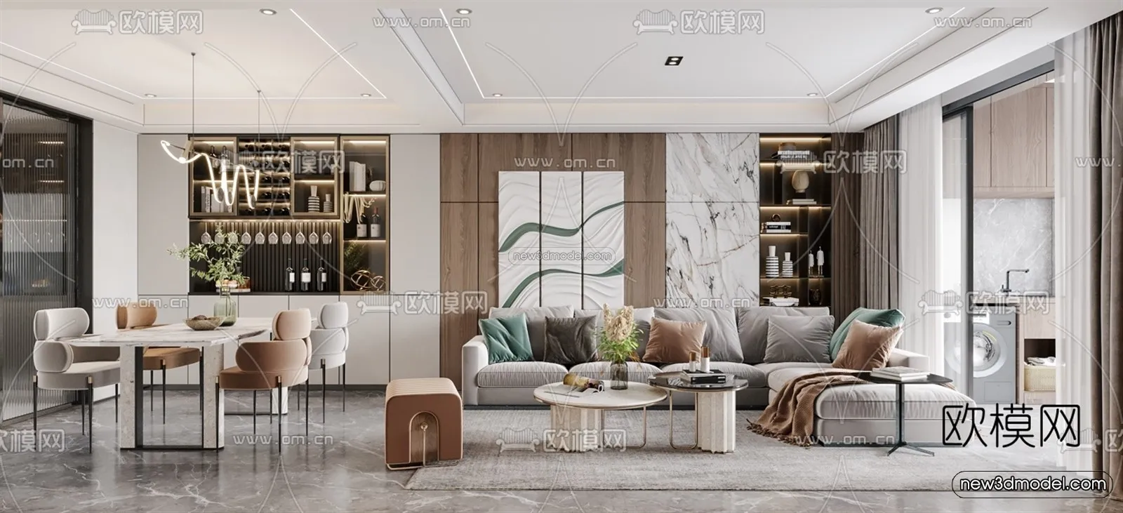 Luxury Style Interior 3D Blocks – Living Room 3D Model – 050 – VRAY