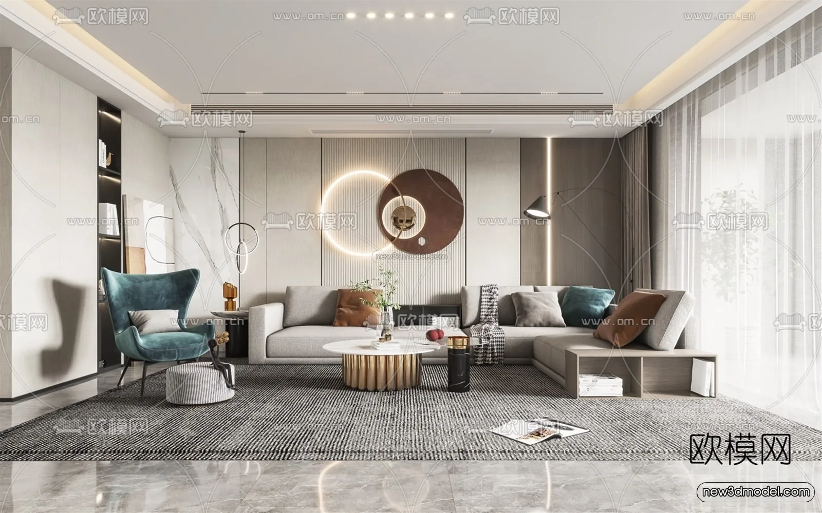 Luxury Style Interior 3D Blocks – Living Room 3D Model – 051 – VRAY