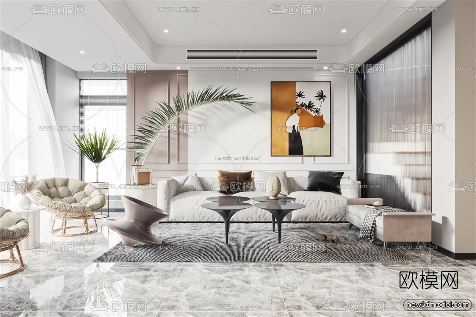 Luxury Style Interior 3D Blocks – Living Room 3D Model – 054 – VRAY