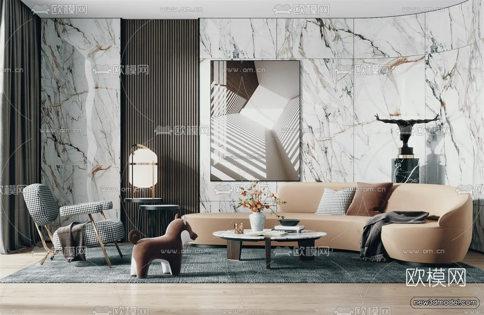 Luxury Style Interior 3D Blocks – Living Room 3D Model – 056 – VRAY