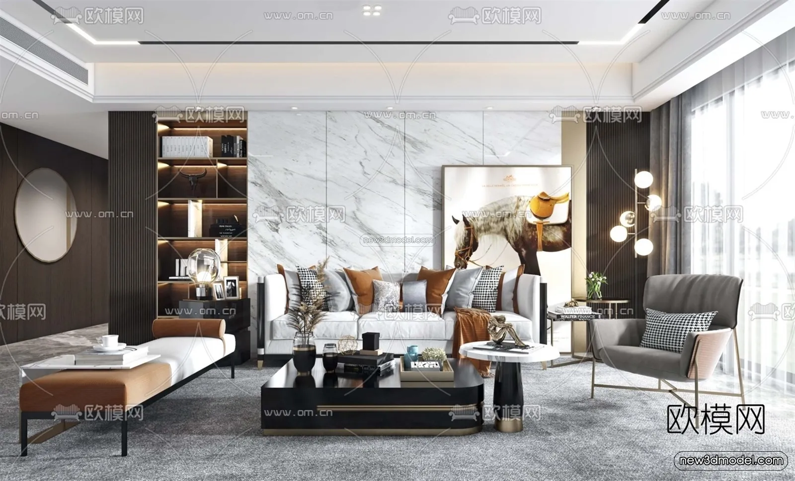 Luxury Style Interior 3D Blocks – Living Room 3D Model – 057 – VRAY