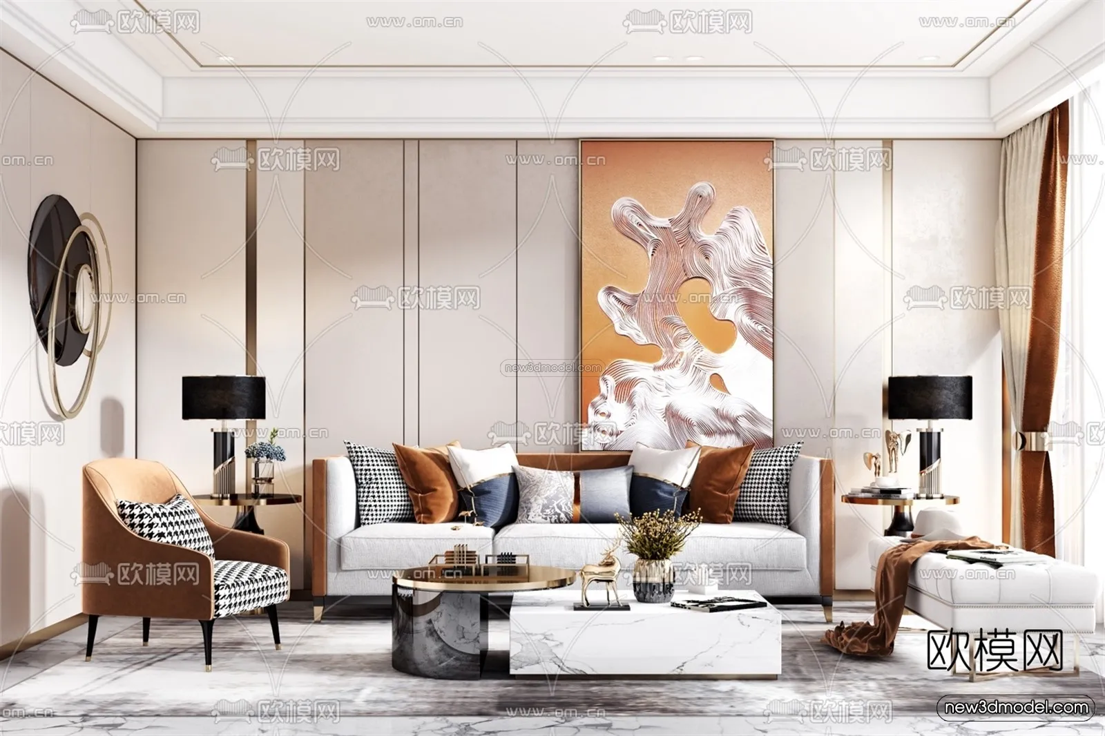 Luxury Style Interior 3D Blocks – Living Room 3D Model – 058 – VRAY