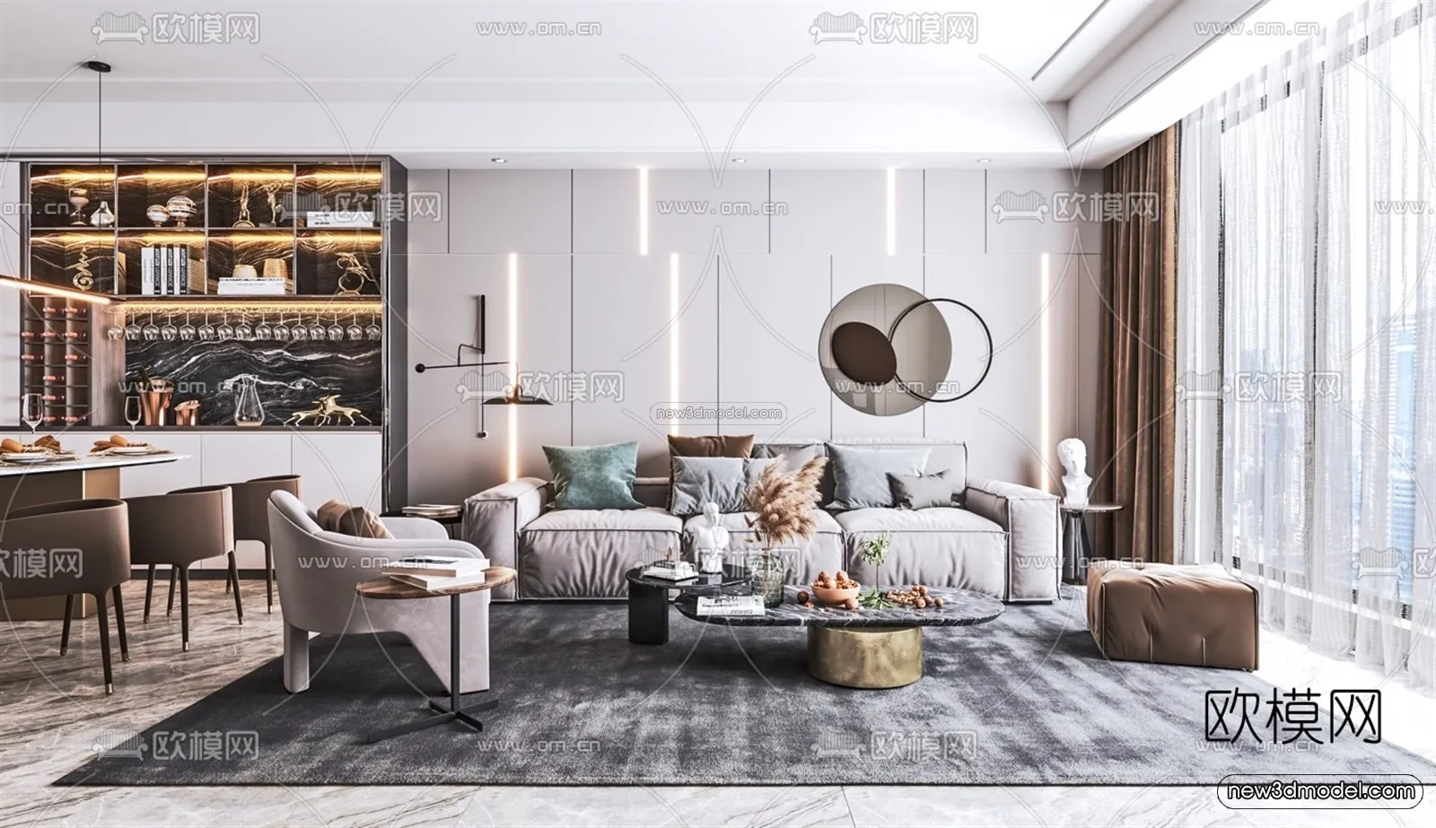 Luxury Style Interior 3D Blocks – Living Room 3D Model – 072 – VRAY