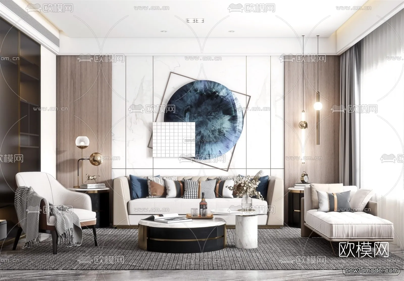 Luxury Style Interior 3D Blocks – Living Room 3D Model – 073 – VRAY