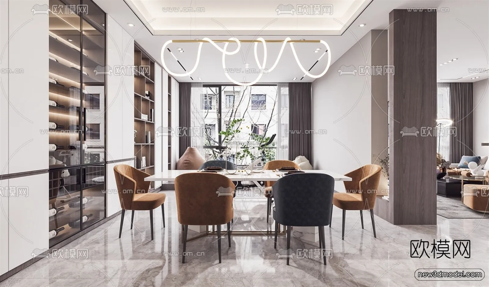 Luxury Style Interior 3D Blocks – Living Room 3D Model – 074 – VRAY