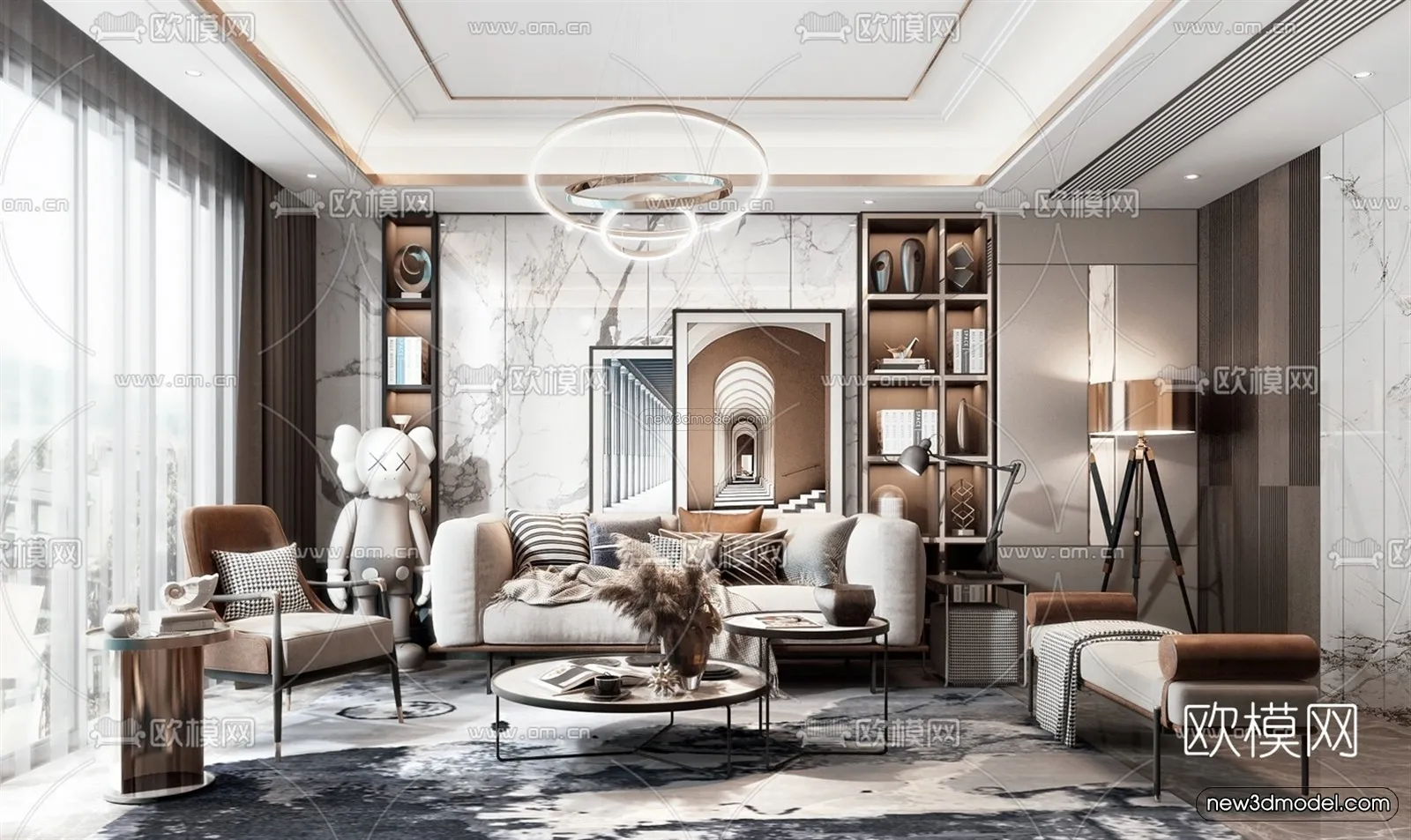 Luxury Style Interior 3D Blocks – Living Room 3D Model – 078 – VRAY