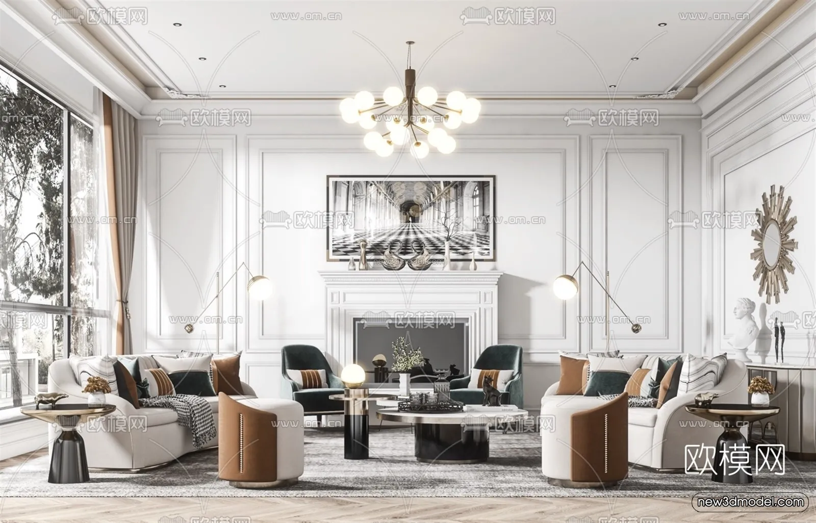 Luxury Style Interior 3D Blocks – Living Room 3D Model – 079 – VRAY