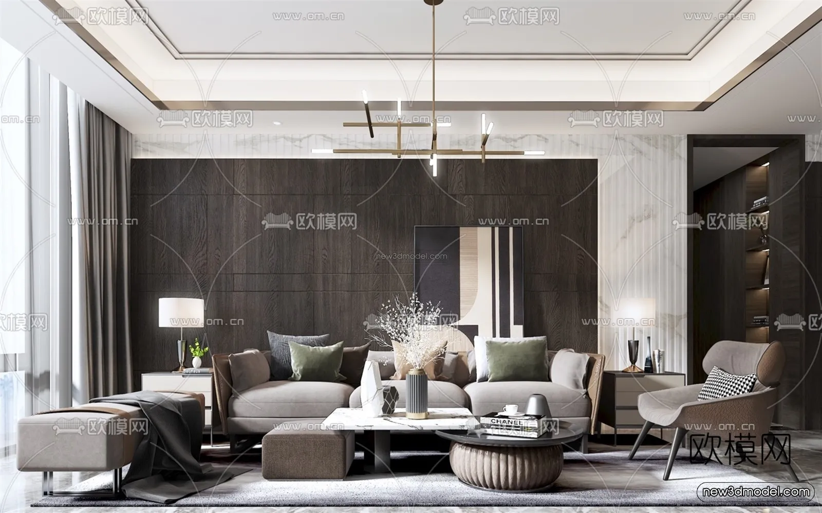 Luxury Style Interior 3D Blocks – Living Room 3D Model – 083 – VRAY