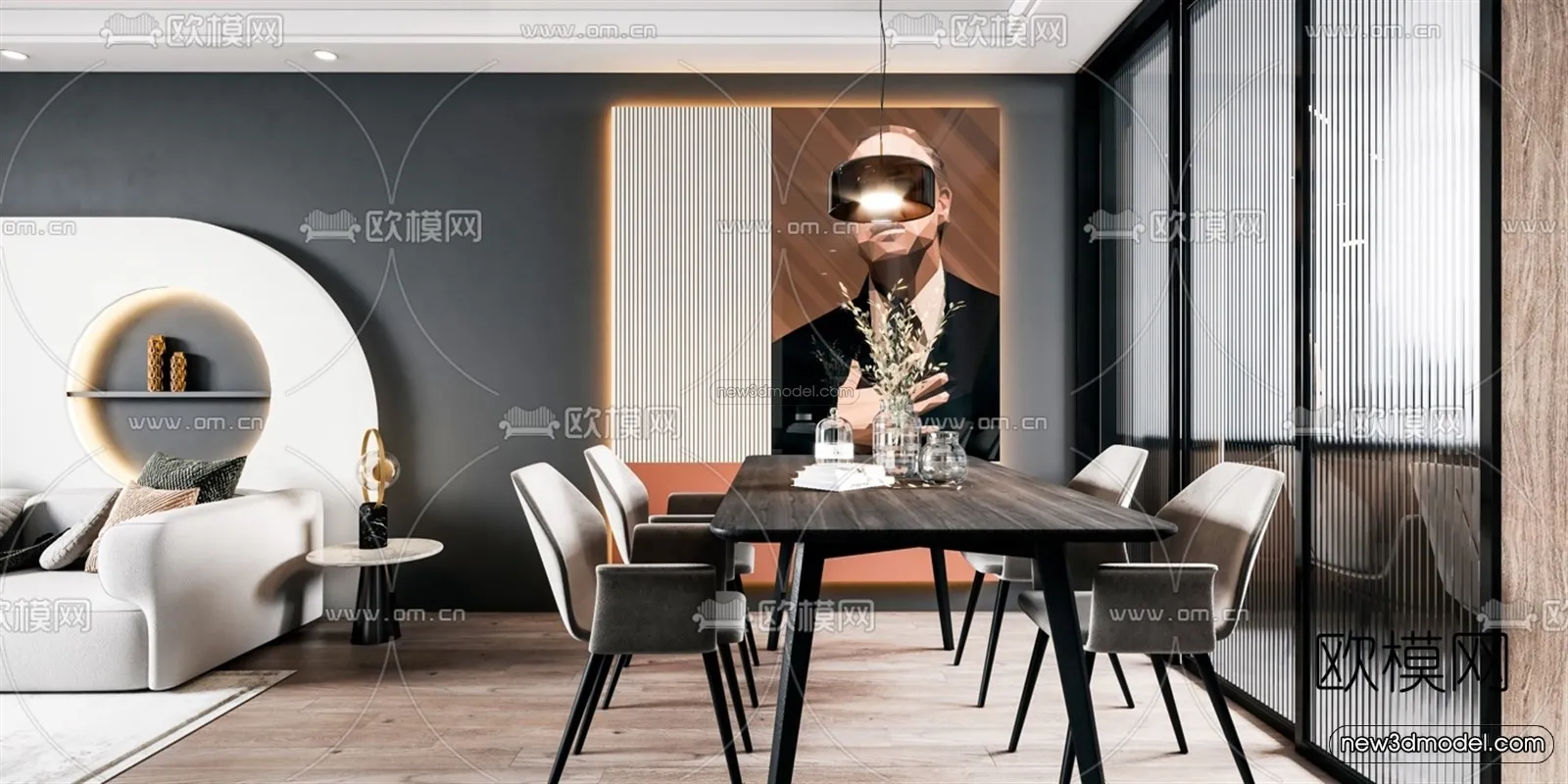 Luxury Style Interior 3D Blocks – Living Room 3D Model – 088 – VRAY