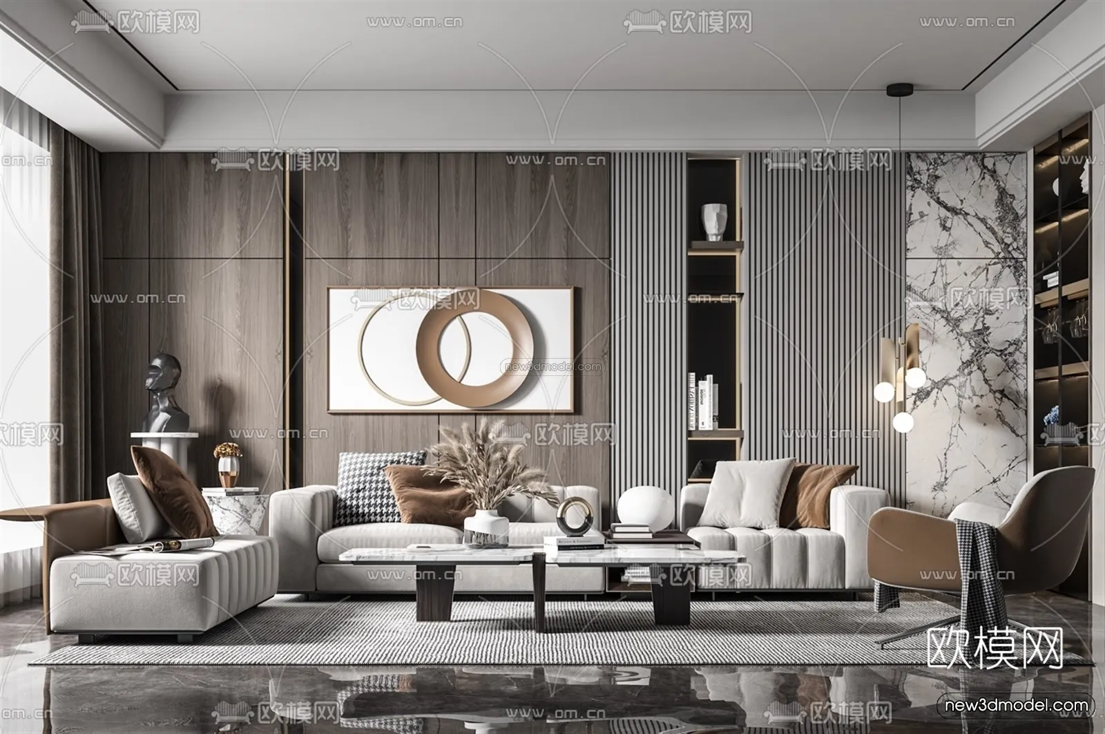 Luxury Style Interior 3D Blocks – Living Room 3D Model – 099 – VRAY