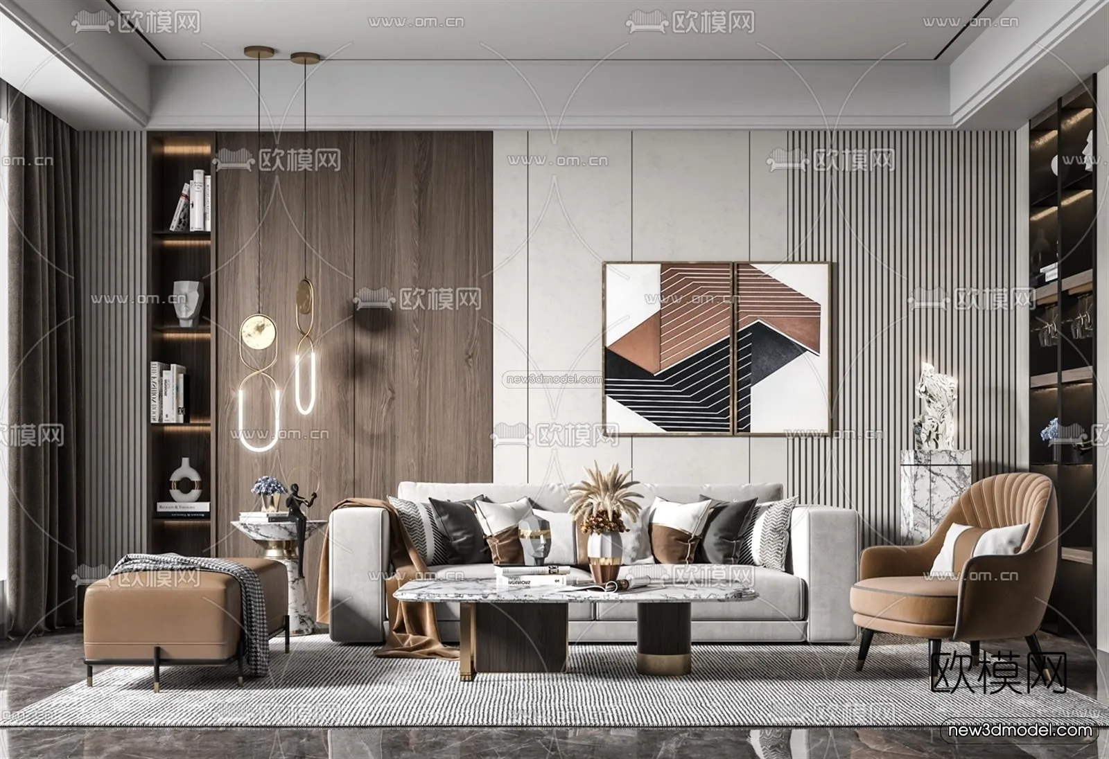 Luxury Style Interior 3D Blocks – Living Room 3D Model – 100 – VRAY