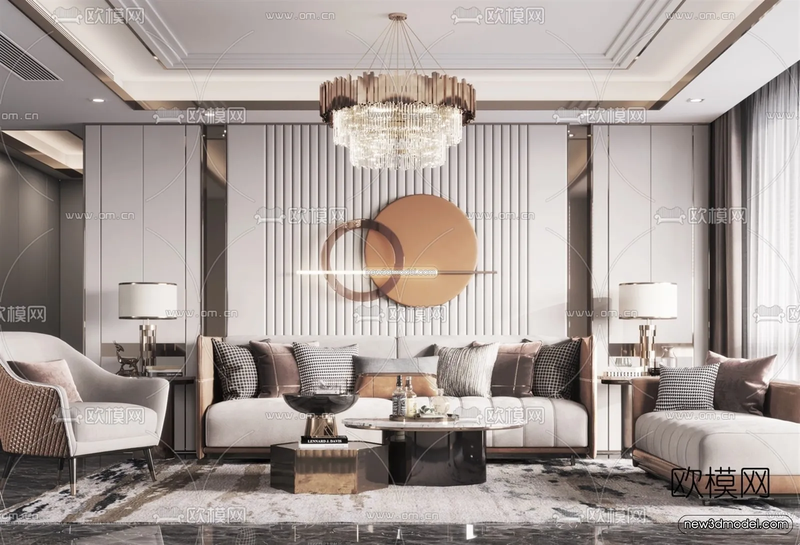 Luxury Style Interior 3D Blocks – Living Room 3D Model – 103 – VRAY