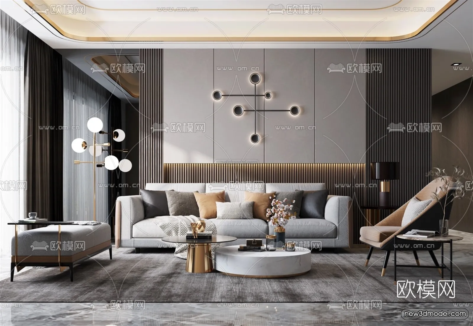 Luxury Style Interior 3D Blocks – Living Room 3D Model – 106 – VRAY